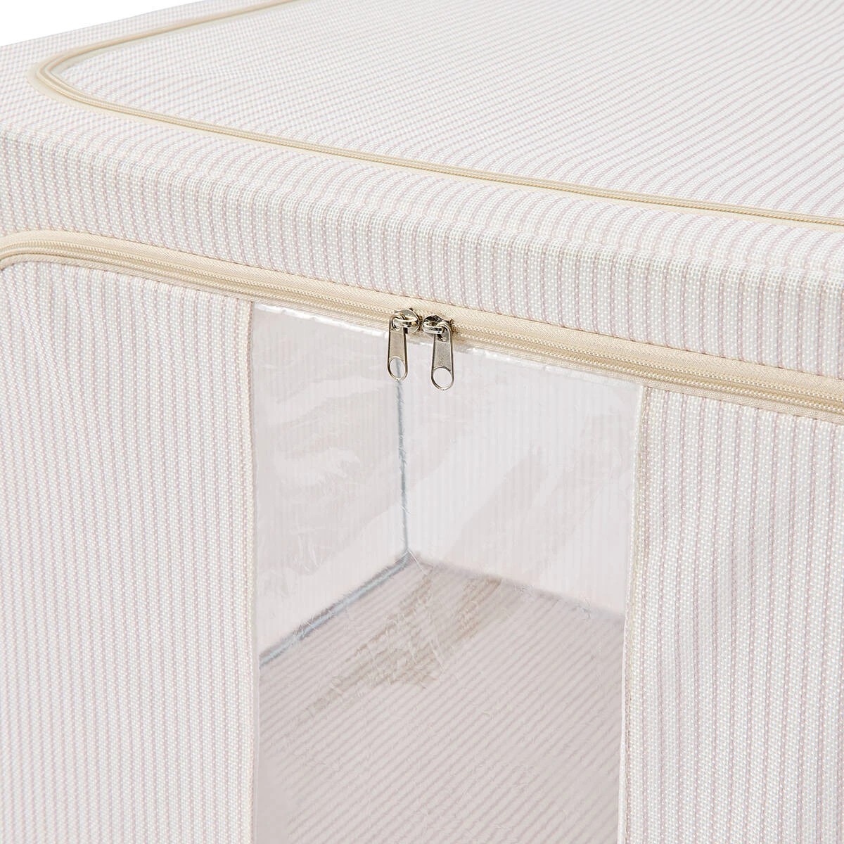 9 Linen Look Collapsible Box with Window - Extra Large, Stripe, 9 of 10