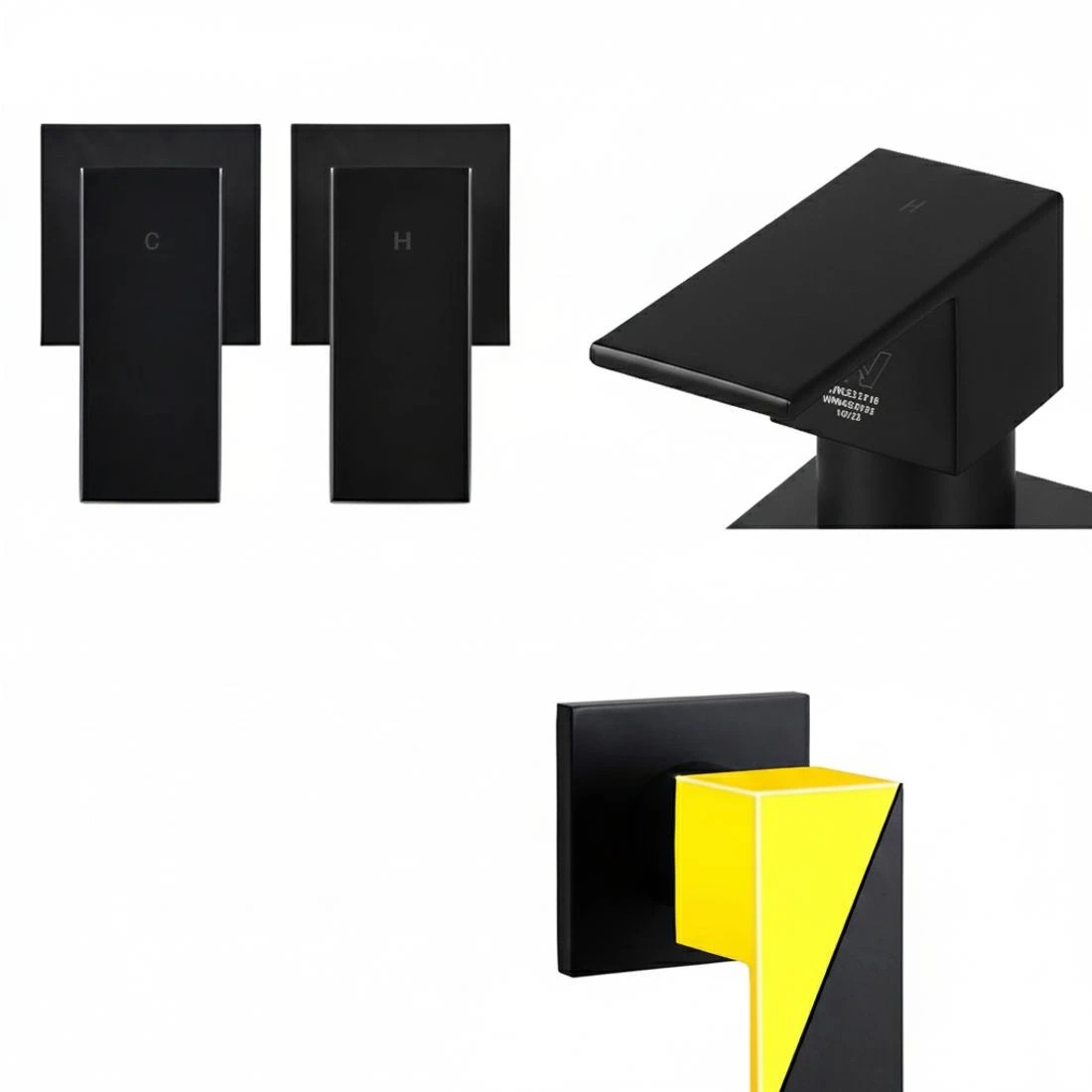 2 Cefito Shower Twins Tap Wall Bath Taps Brass Hot Cold Basin Bathroom - Black, 2 of 5