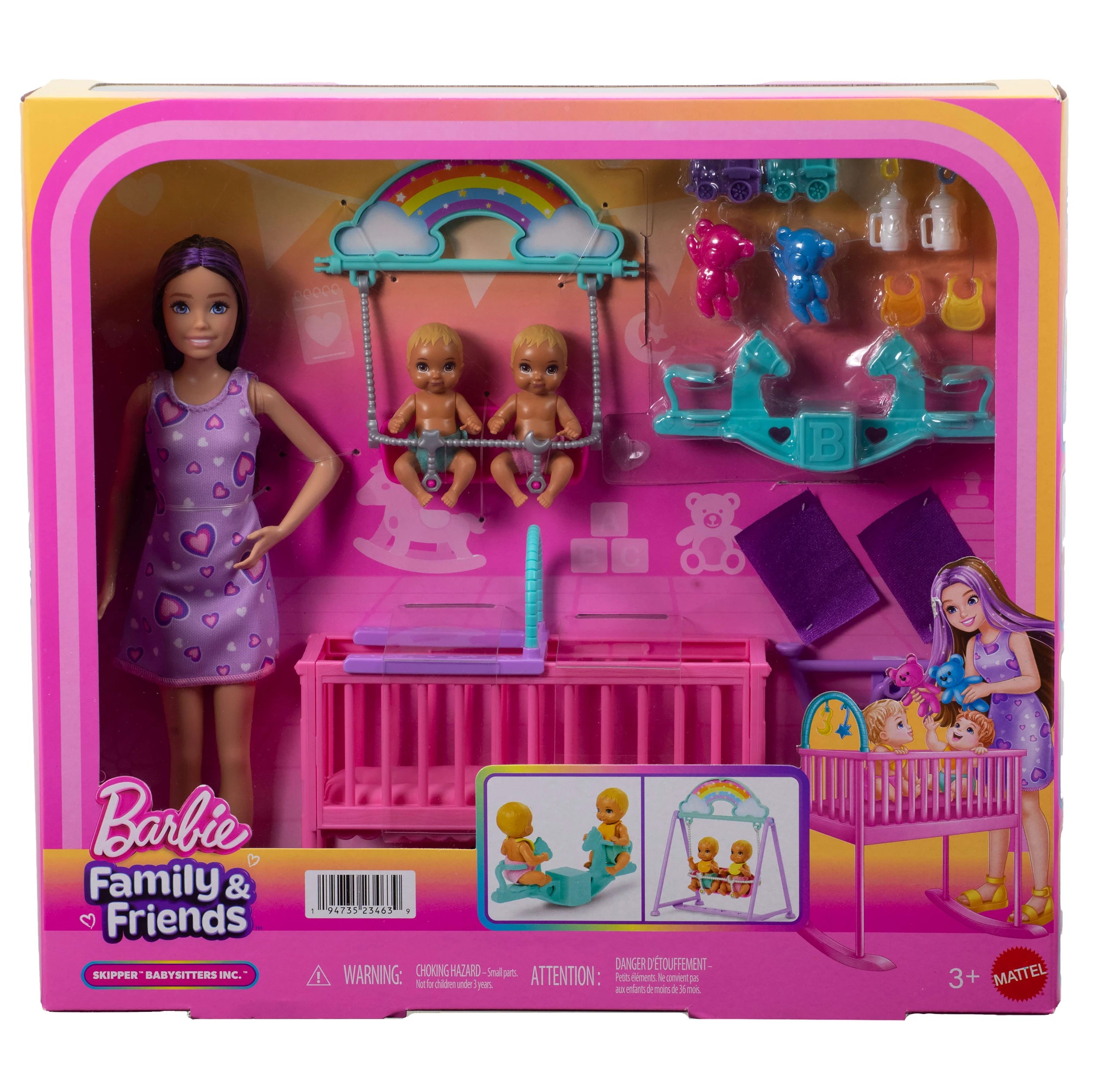 1 Barbie Skipper Babysitter Doll with Twin Nursery Playset, 1 of 6