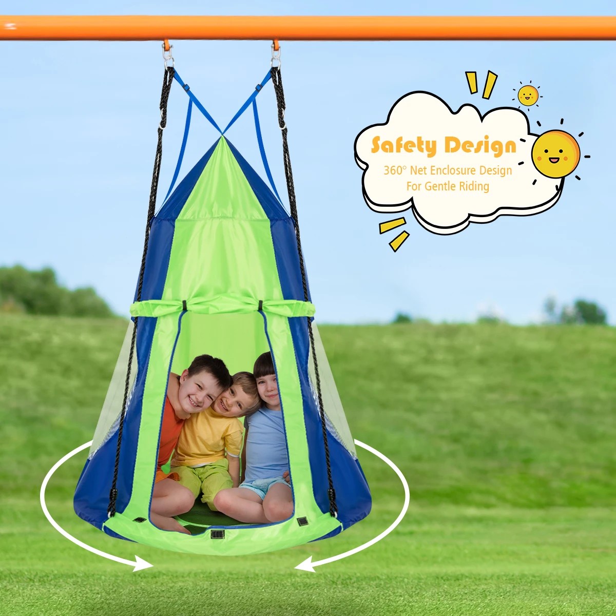 5 Costway 2-in-1 Tree Swing Hanging Tent Set Hammock - Green, 5 of 5