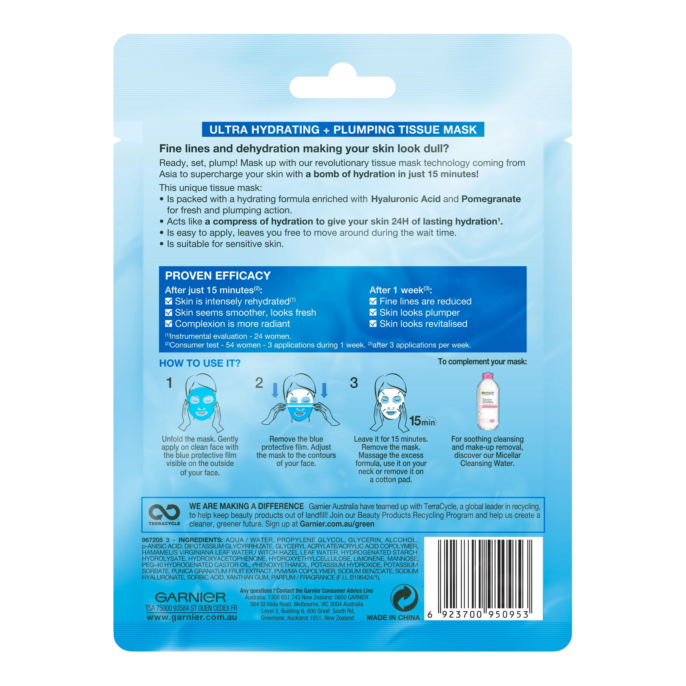 2 Garnier SkinActive Hydra Bomb Tissue Mask 32g - Pomegranate & Hyaluronic Acid, 2 of 6