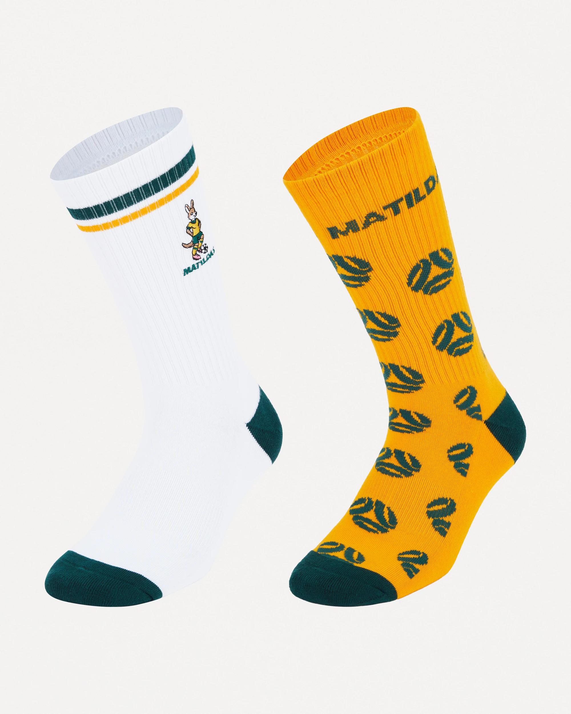 1 2 Pack Matildas Socks Yellow, 1 of 3