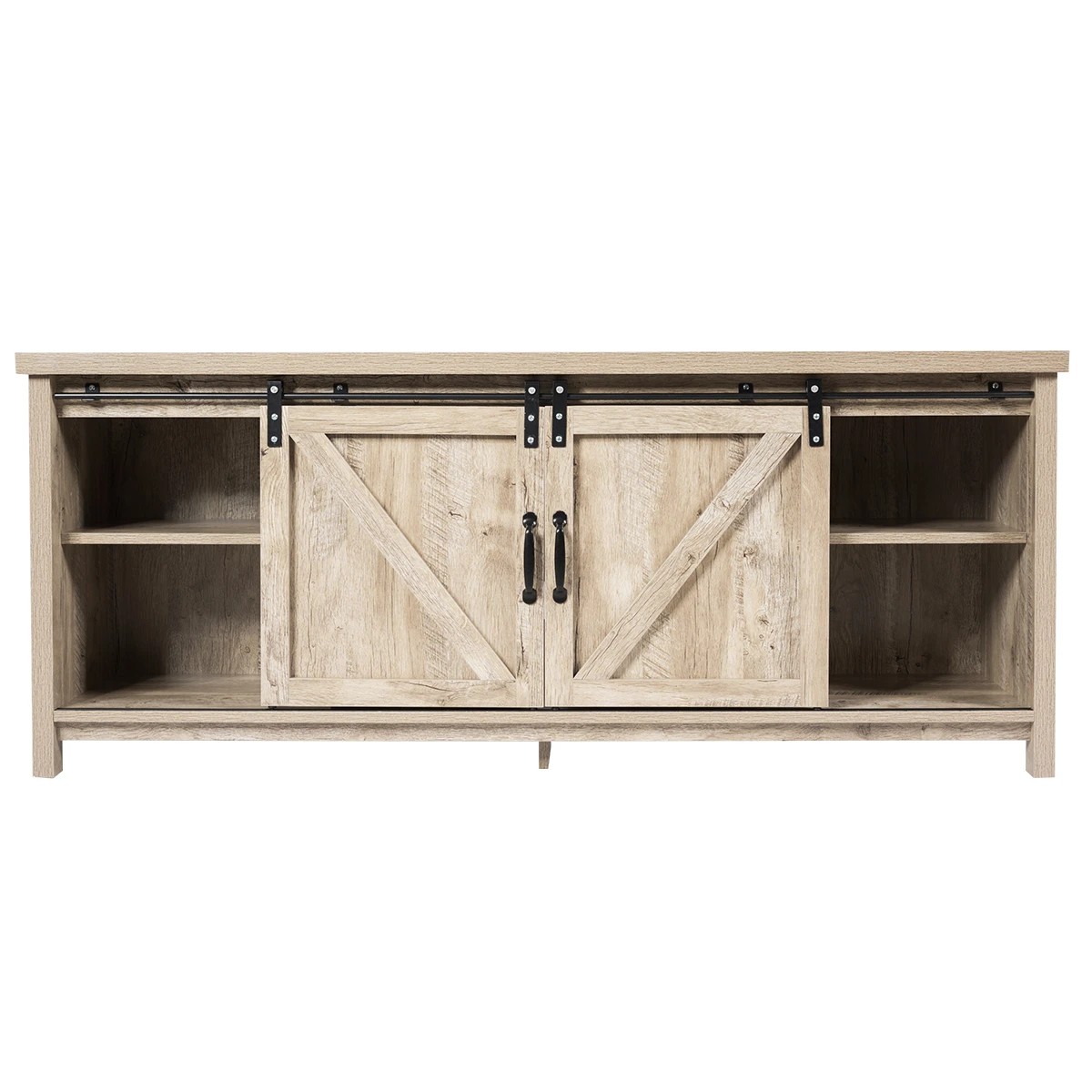 1 Costway Wood TV Cabinet Entertainment Unit Media Console Table w/Sliding Door w/Adjustable Shelf, 1 of 1