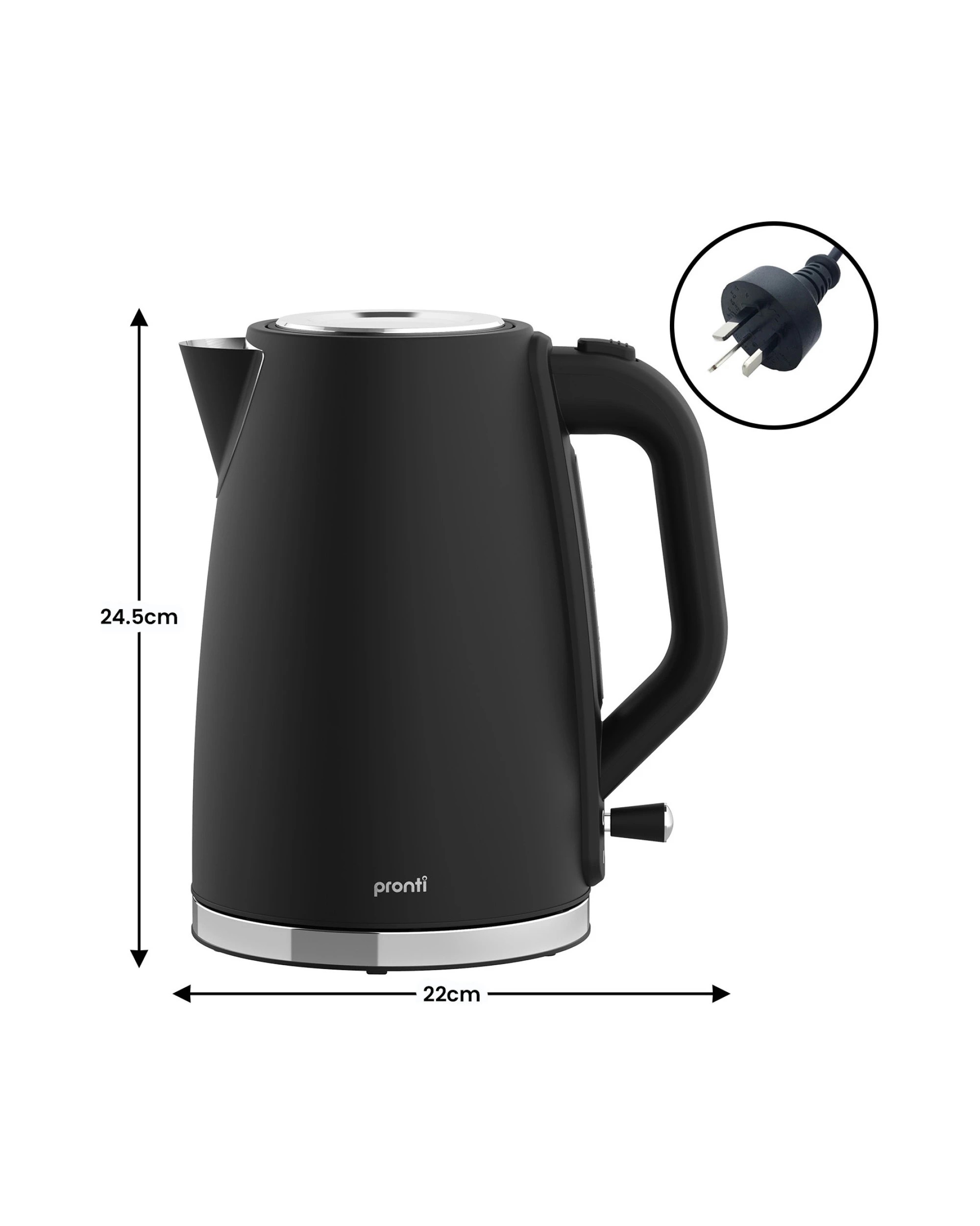 3 Pronti Silver Noir Collection 1.7L Electric Kettle, 3 of 4