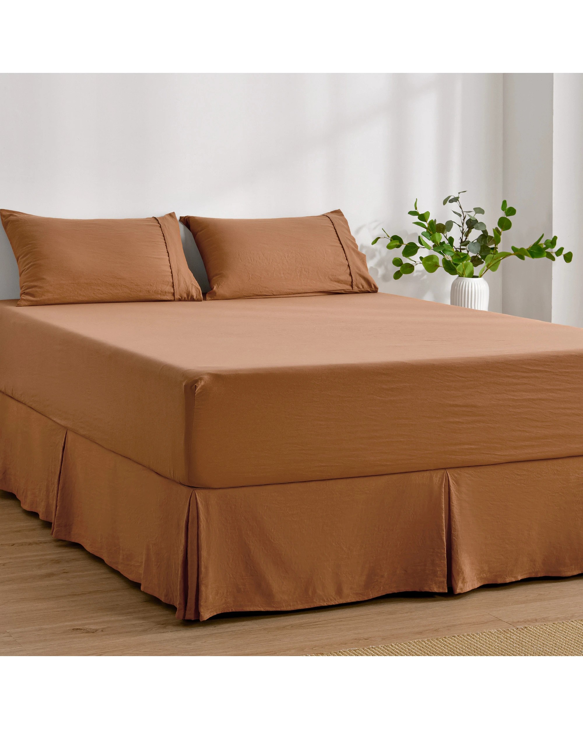 3 Dreamaker Superfine Washed Microfibre Pleated Valance - Queen Bed - Rust, 3 of 9