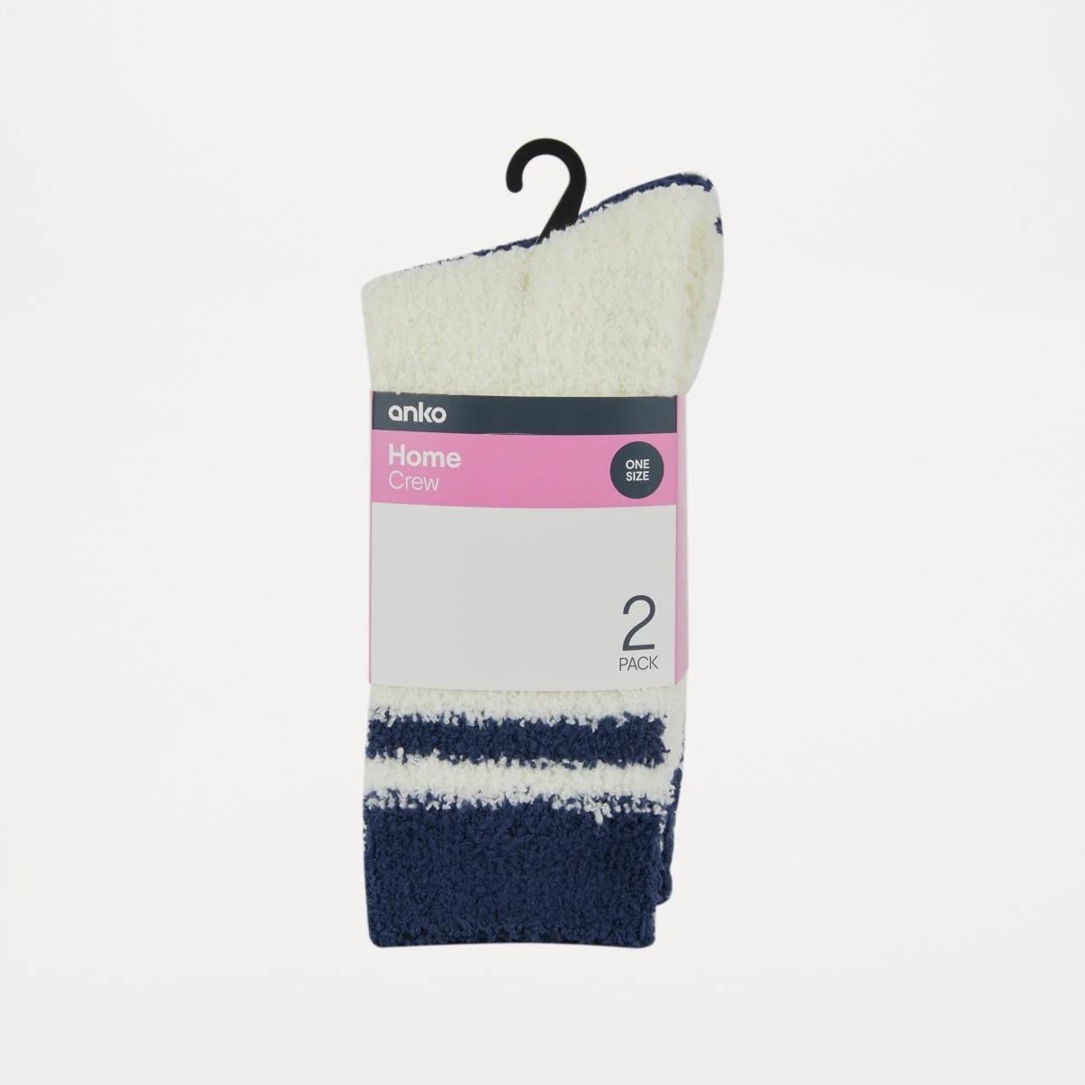 3 2 Pack Plush Home Socks Navy Strp, 3 of 3