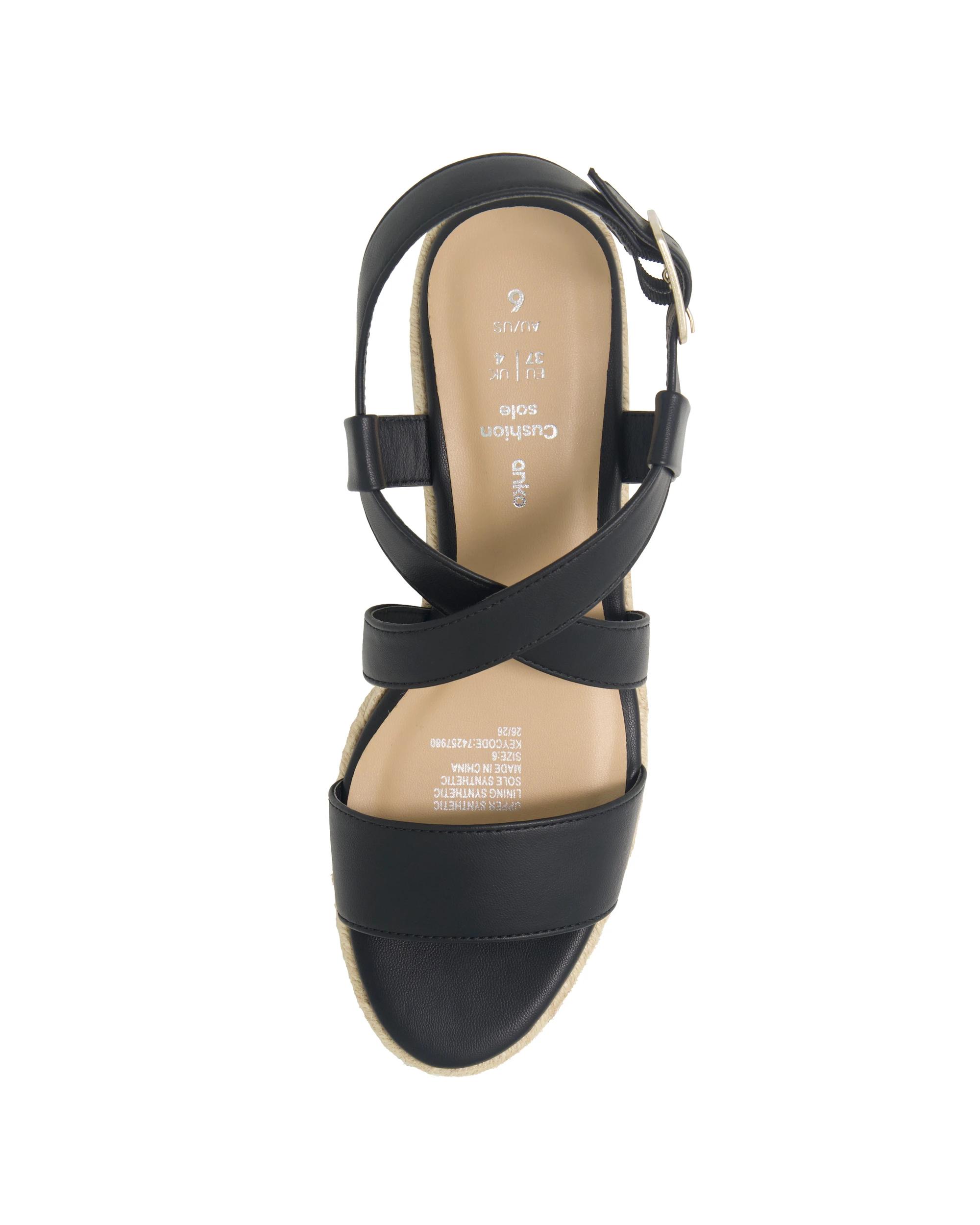 3 Low Espadrille Wedge Heels Black, 3 of 5