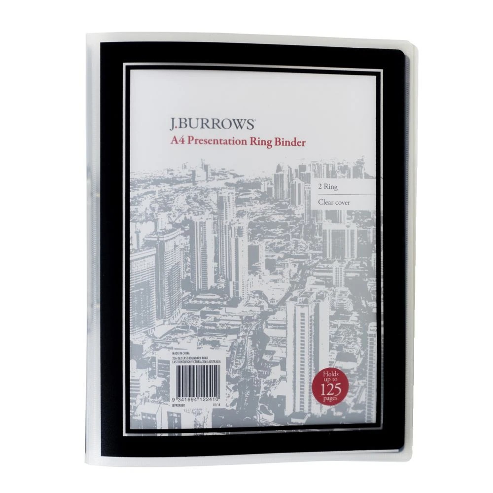 2 J.Burrows A4 2 D-Ring Presentation Binder Black, 2 of 4