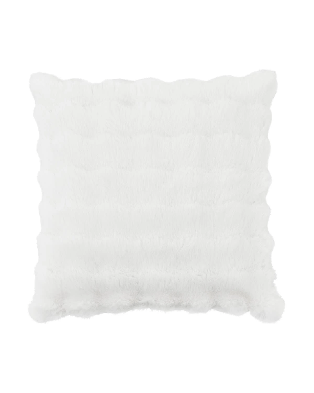 1 60cm Wave Faux Fur Cushion - White, 1 of 4