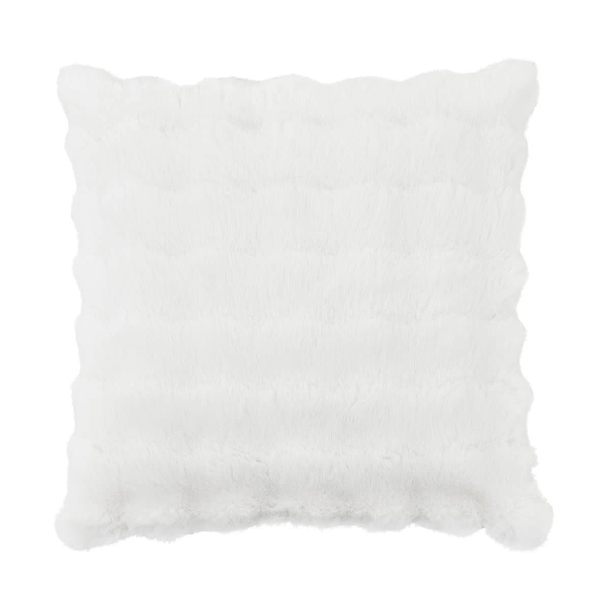 1 60cm Wave Faux Fur Cushion - White, 1 of 4