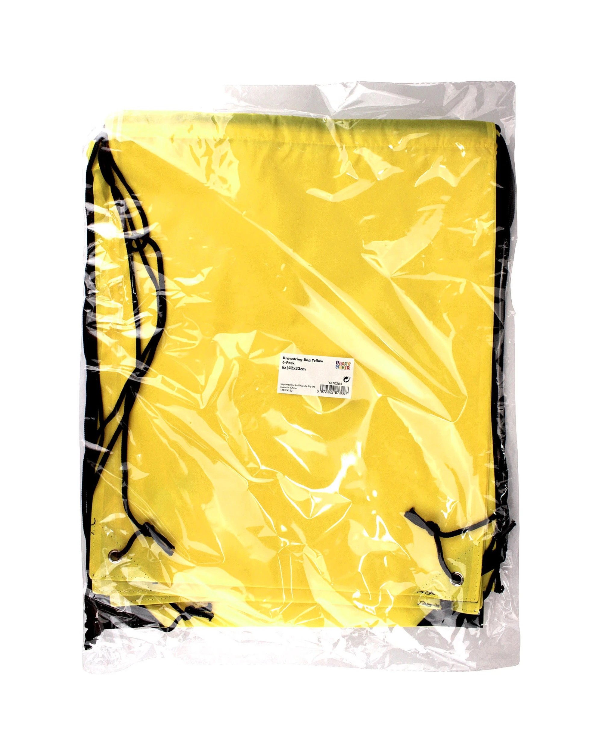 3 Partyrama Drawstring Bags Pack of 6 - Yellow, 3 of 3