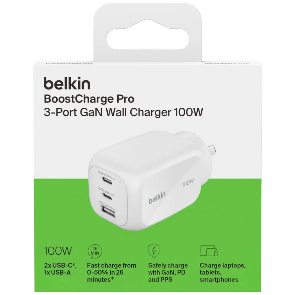 3 Belkin BoostCharge 3 Port 100W GaN Charger, 3 of 3