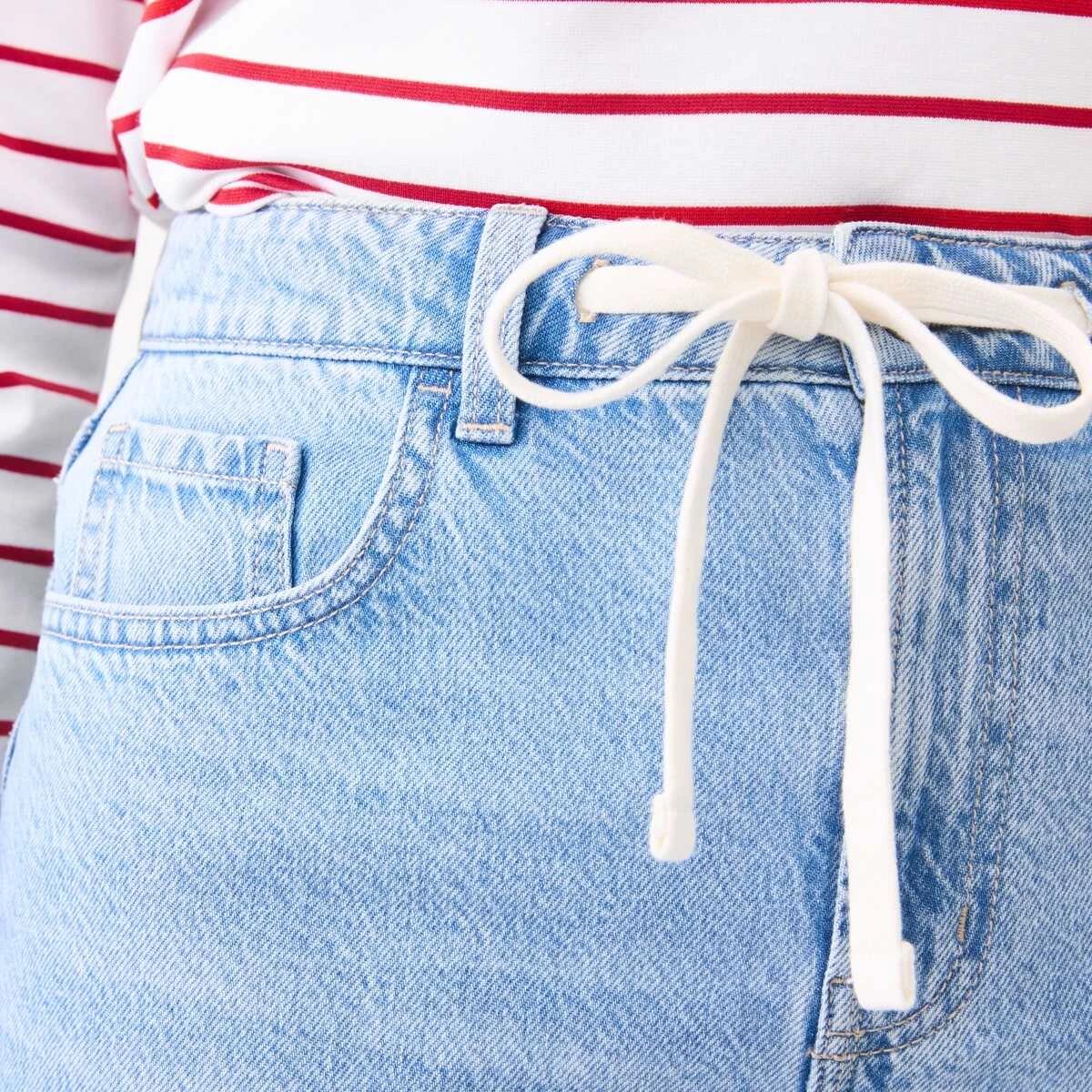 5 Wide Tie Waist Jeans Light Wash, 5 of 7