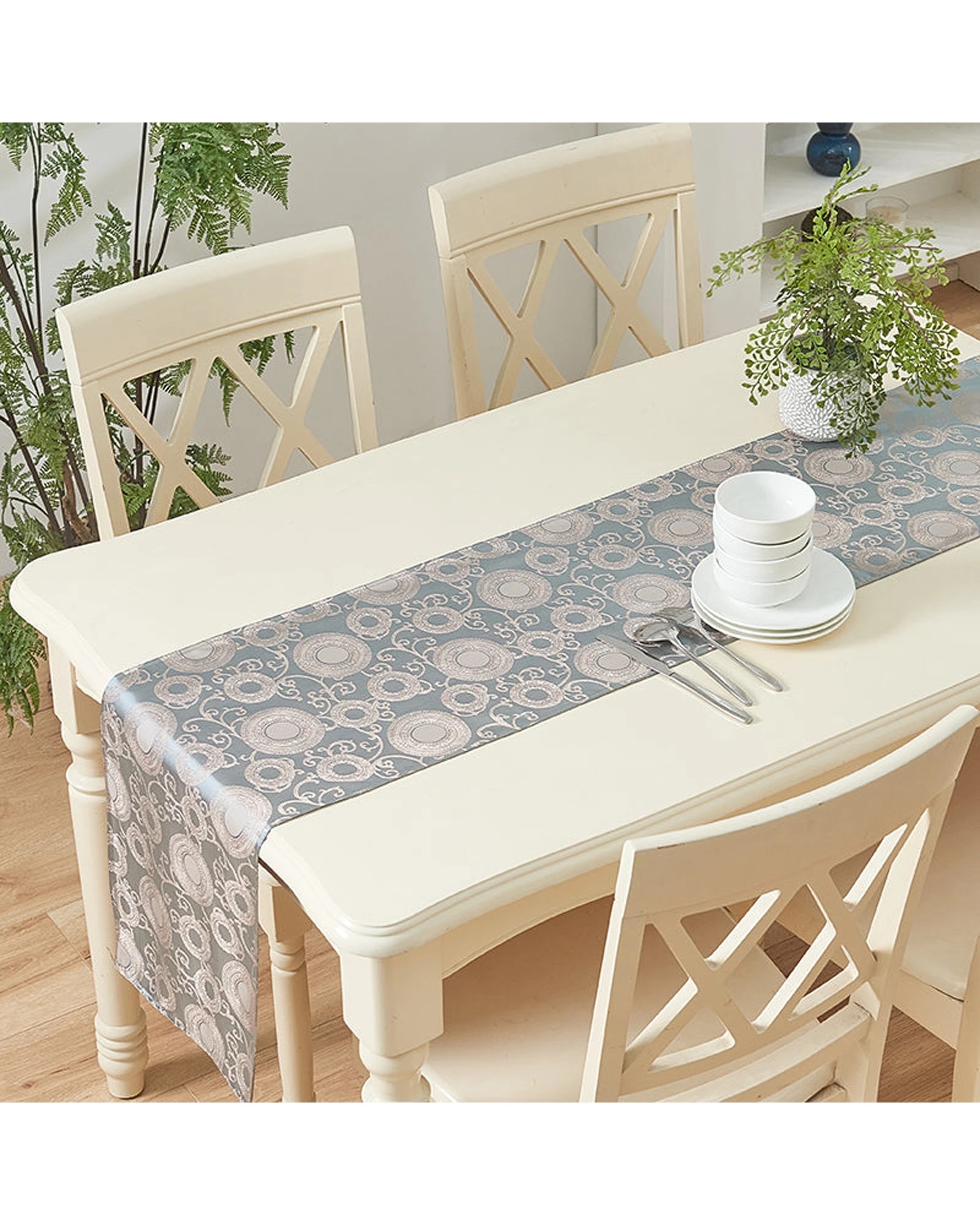 5 Cotton More Premium Sateen Jacquard Dining Table Runner - Pattern, 5 of 7