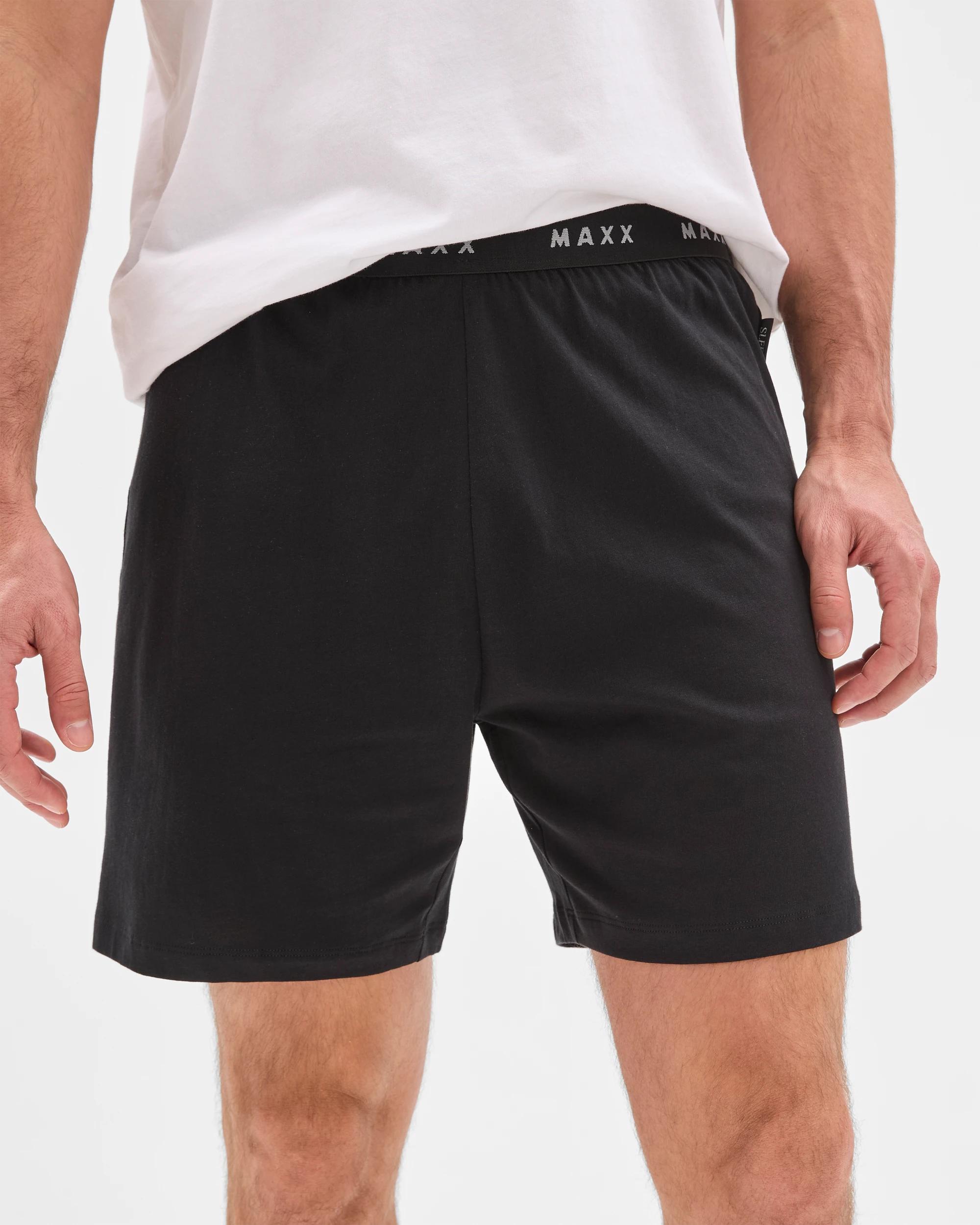 6 Mens Australian Cotton Jersey Sleep Shorts - Maxx BLACK, 6 of 6