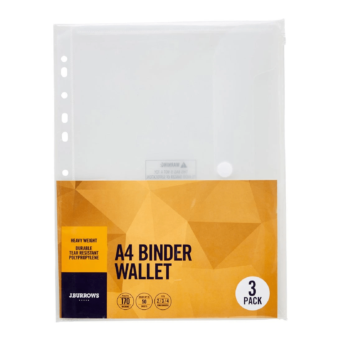 1 J.Burrows Binder Document Wallet A4 Clear 3 Pack, 1 of 4