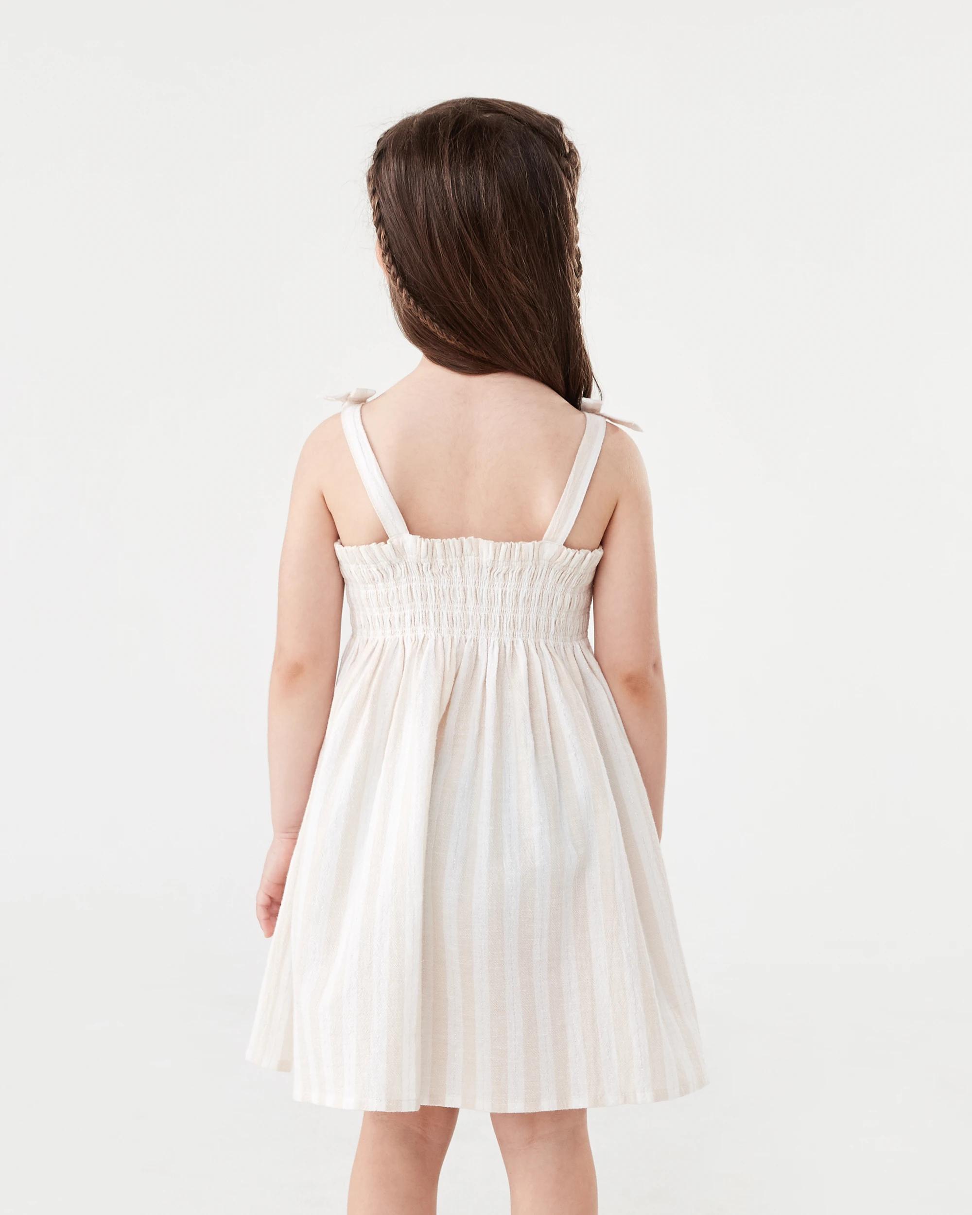 2 Lurex Stripe Smocked Dress Bge Stripe, 2 of 8