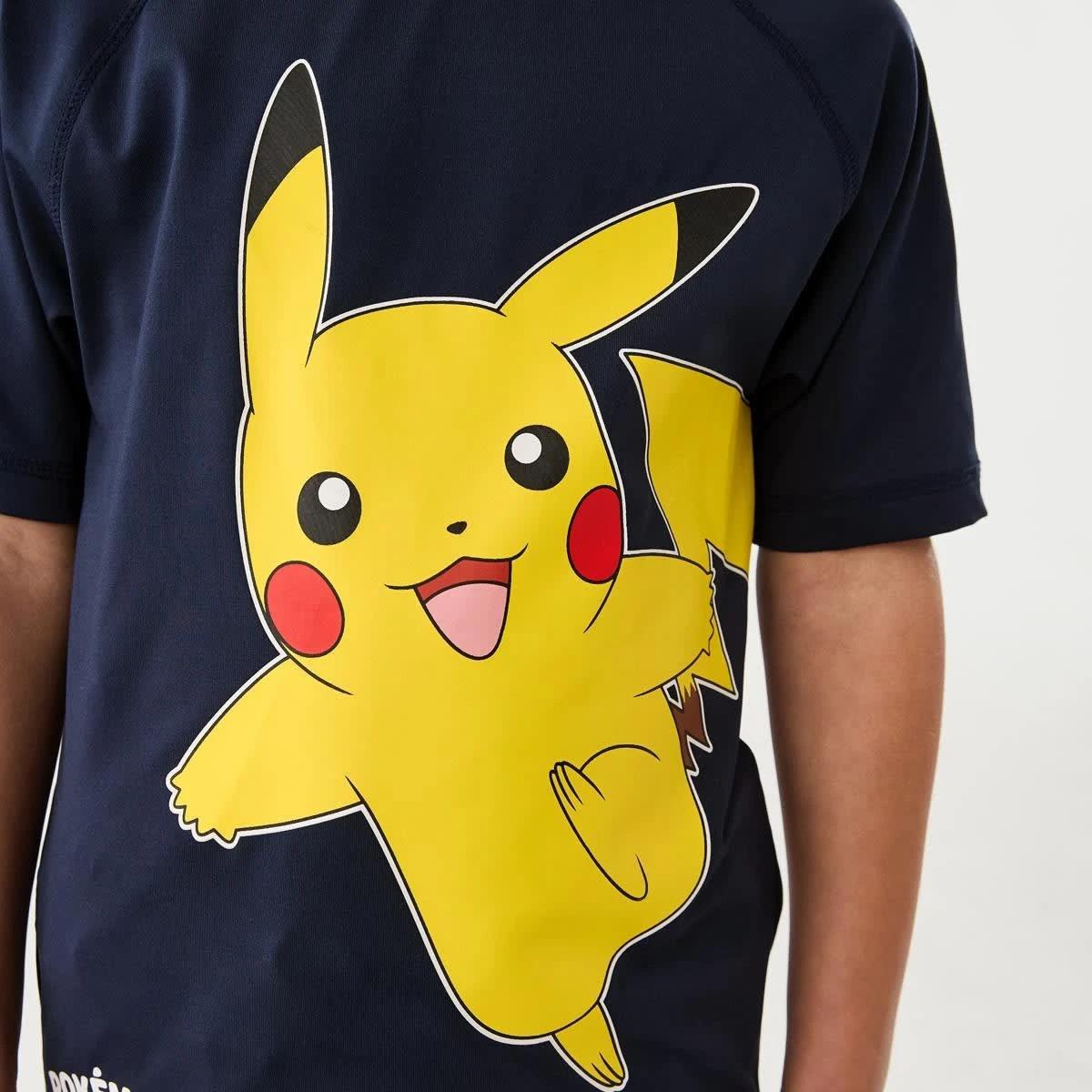 4 Pokemon License Short Sleeve Rash Vest NAVY PIKACHU, 4 of 5