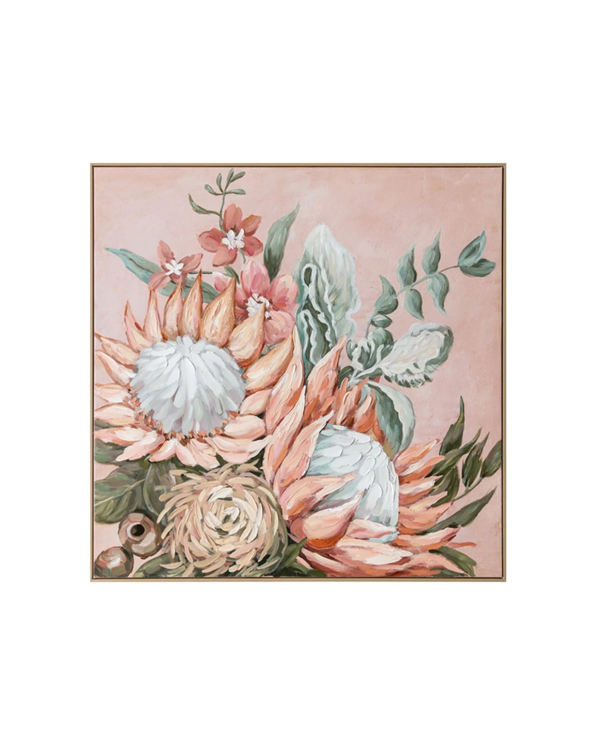 1 Urban Style Brushmarks Embellished Canvas Painting Artwork Protea 1025mm - Pink, 1 of 7