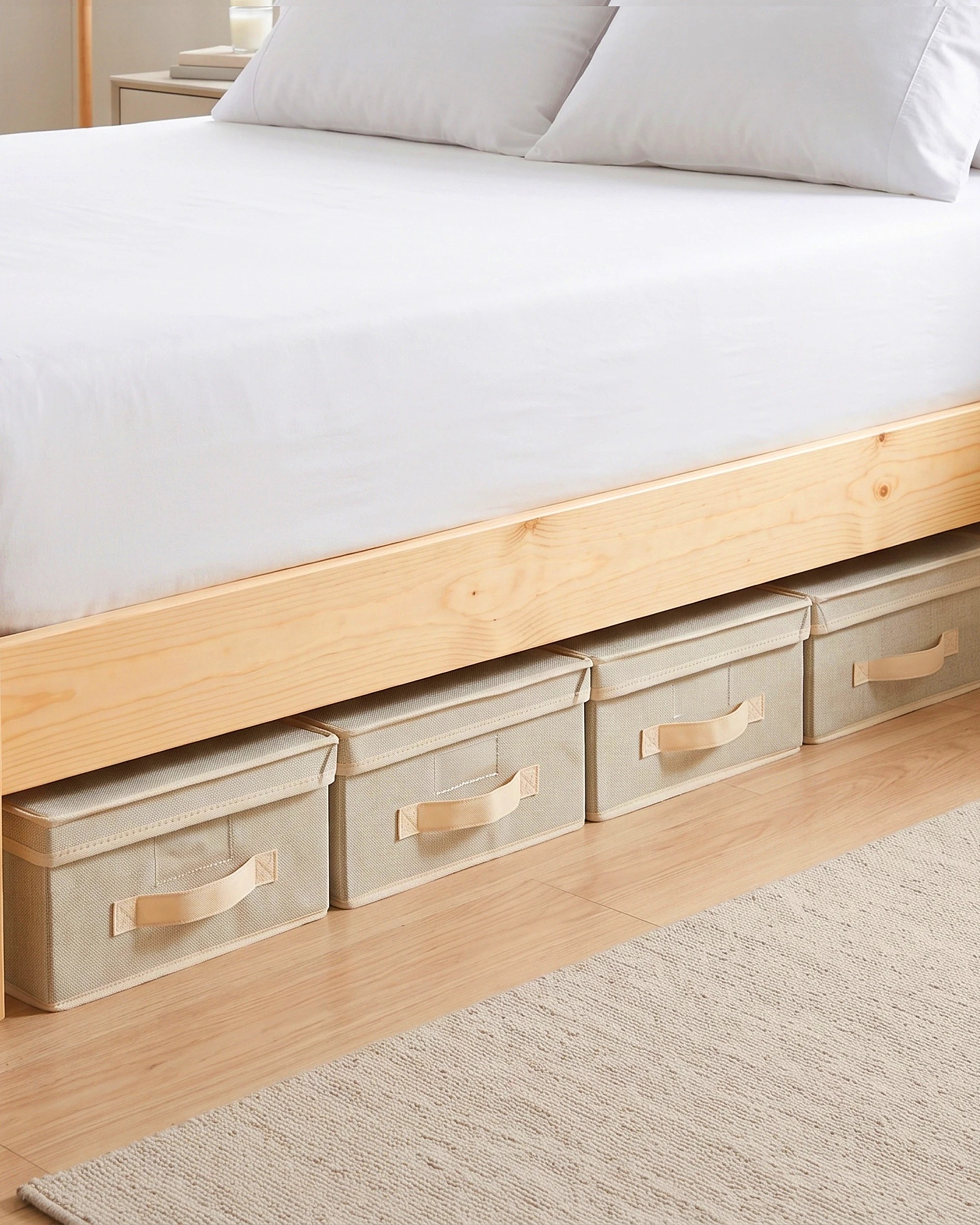 2 Takara Kasa Faux Linen Collapsible Storage Box with Lid 5 Pack 30x30x16cm - Natural, 2 of 10