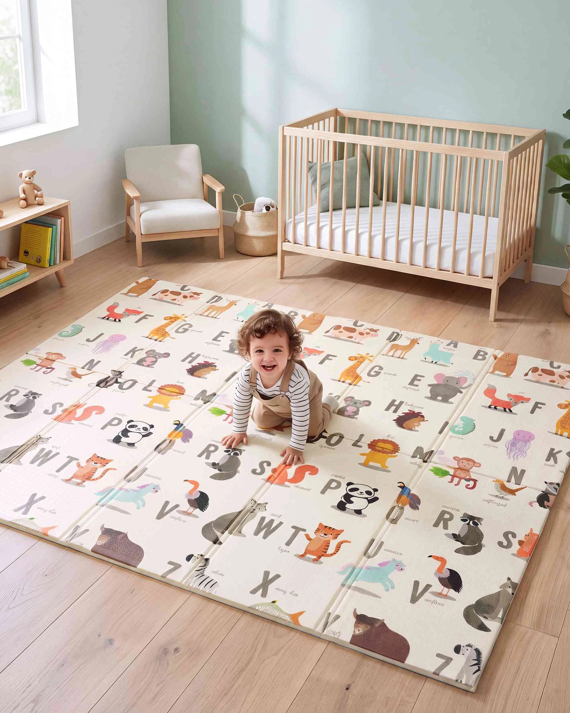 2 Playpals Reversible Kids Play Mat Foldable Baby Crawling Floor Pad XPE Foam Non-slip Carpet Alphabet, 2 of 10