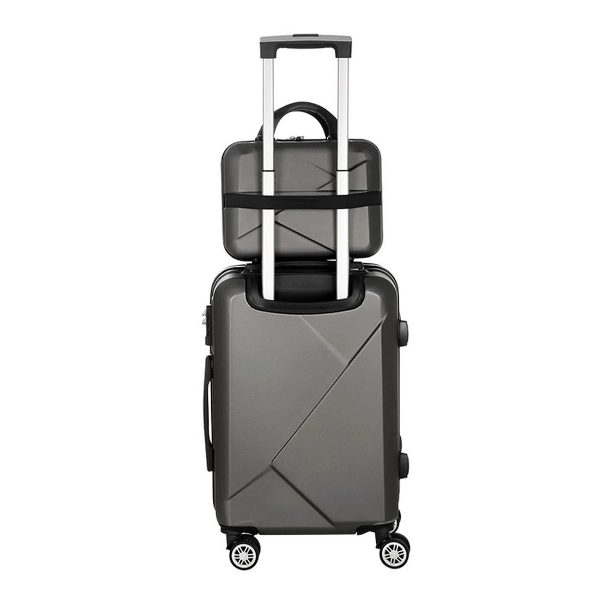 2 Wanderlite 2pc Luggage 12" 20" Trolley Travel Suitcase Storage Carry On TSA Lock - Grey, 2 of 6