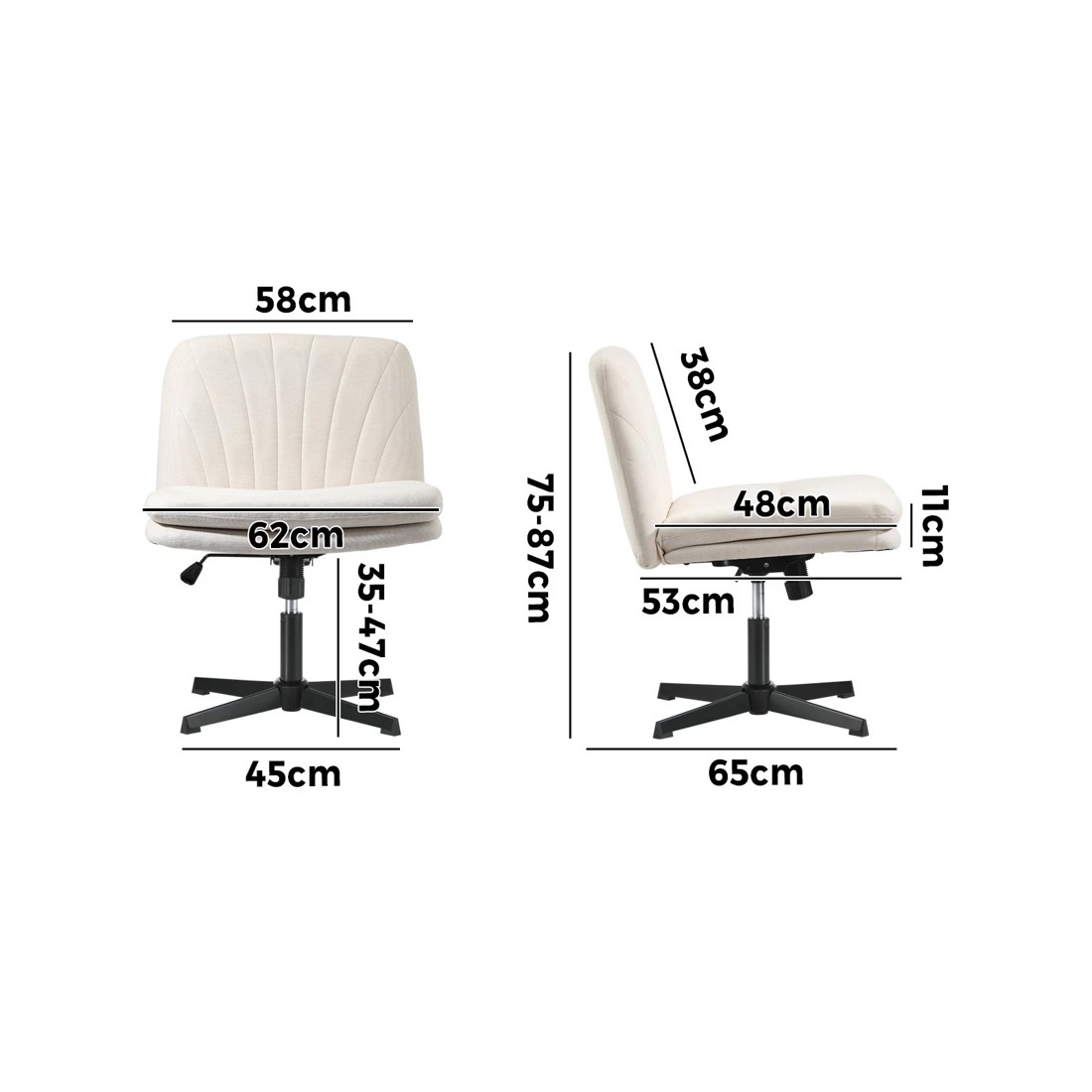 4 Oikiture Armless Office Desk Chair Linen
 - Beige, 4 of 10