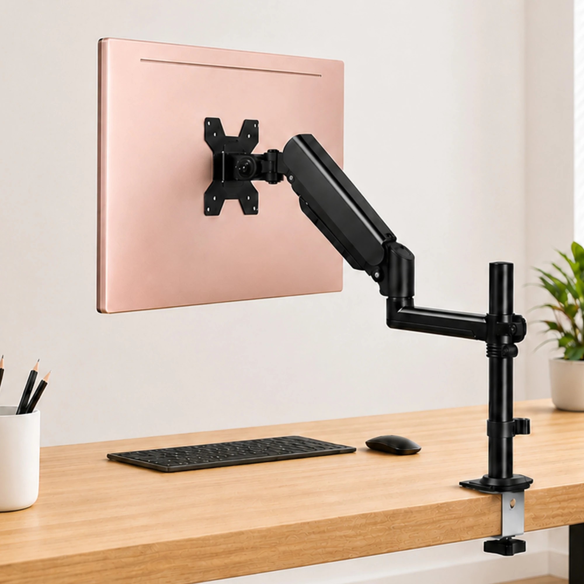 7 Levede Single Monitor Arm Adjustable 2-Way Desk Mount Rotatable 13-32 inch Black, 7 of 8