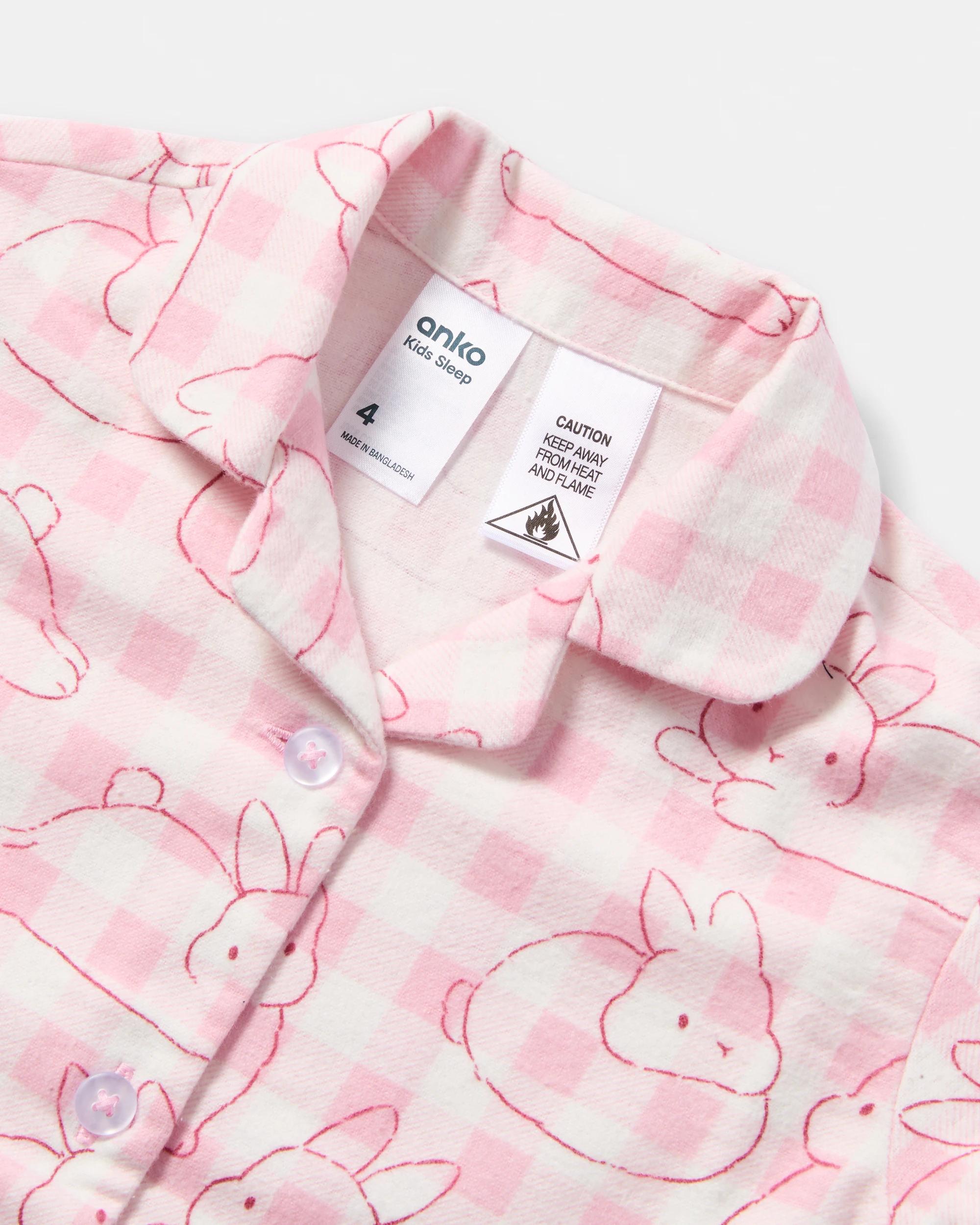 7 Flannel Pyjama Set Pnk Buny, 7 of 8
