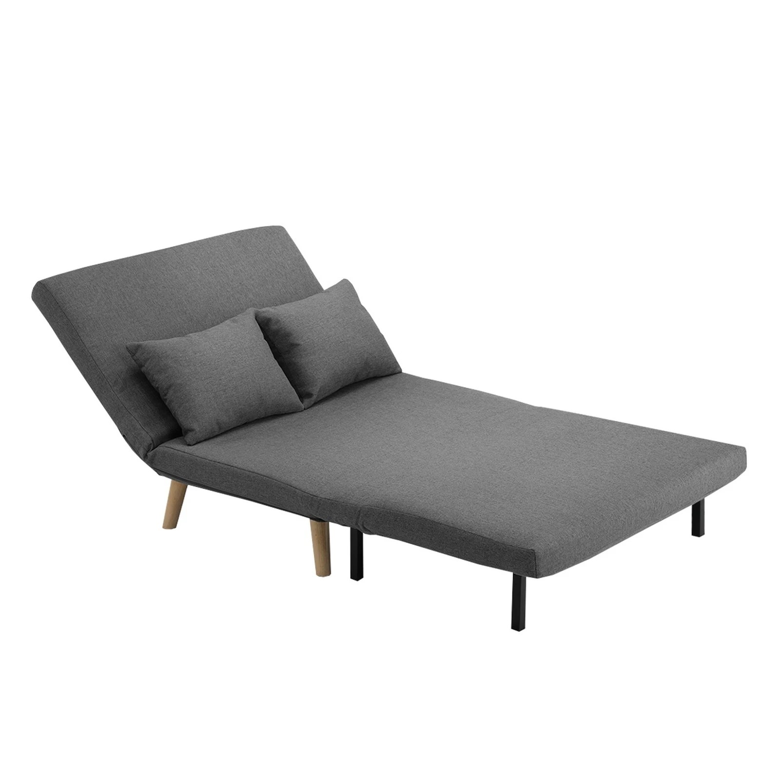 8 Oikiture Sofa Bed Lounge Chair Linen Fabric Recliner Wood Leg 2 Seater
 - Grey, 8 of 9