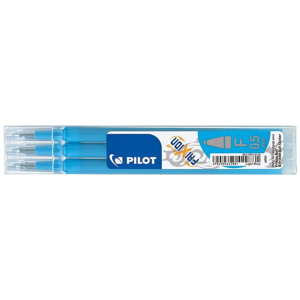 1 PILOT Frixion Erasable Gel Ink Refill 0.5mm Light Blue 3 Pack, 1 of 3