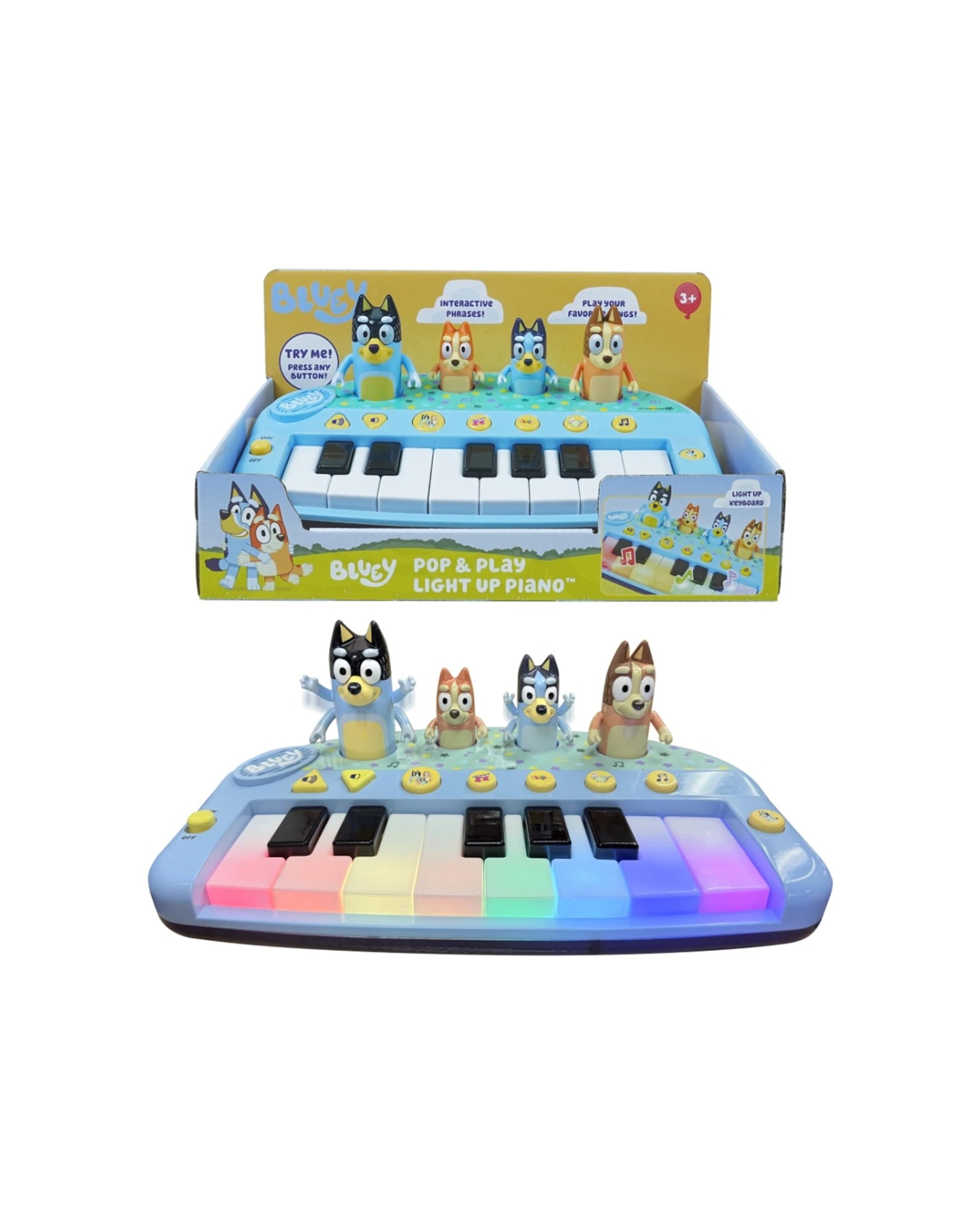 Bluey Pop Play Piano Kids Musical Toy Light-Up Keyboard - Blue - Kmart