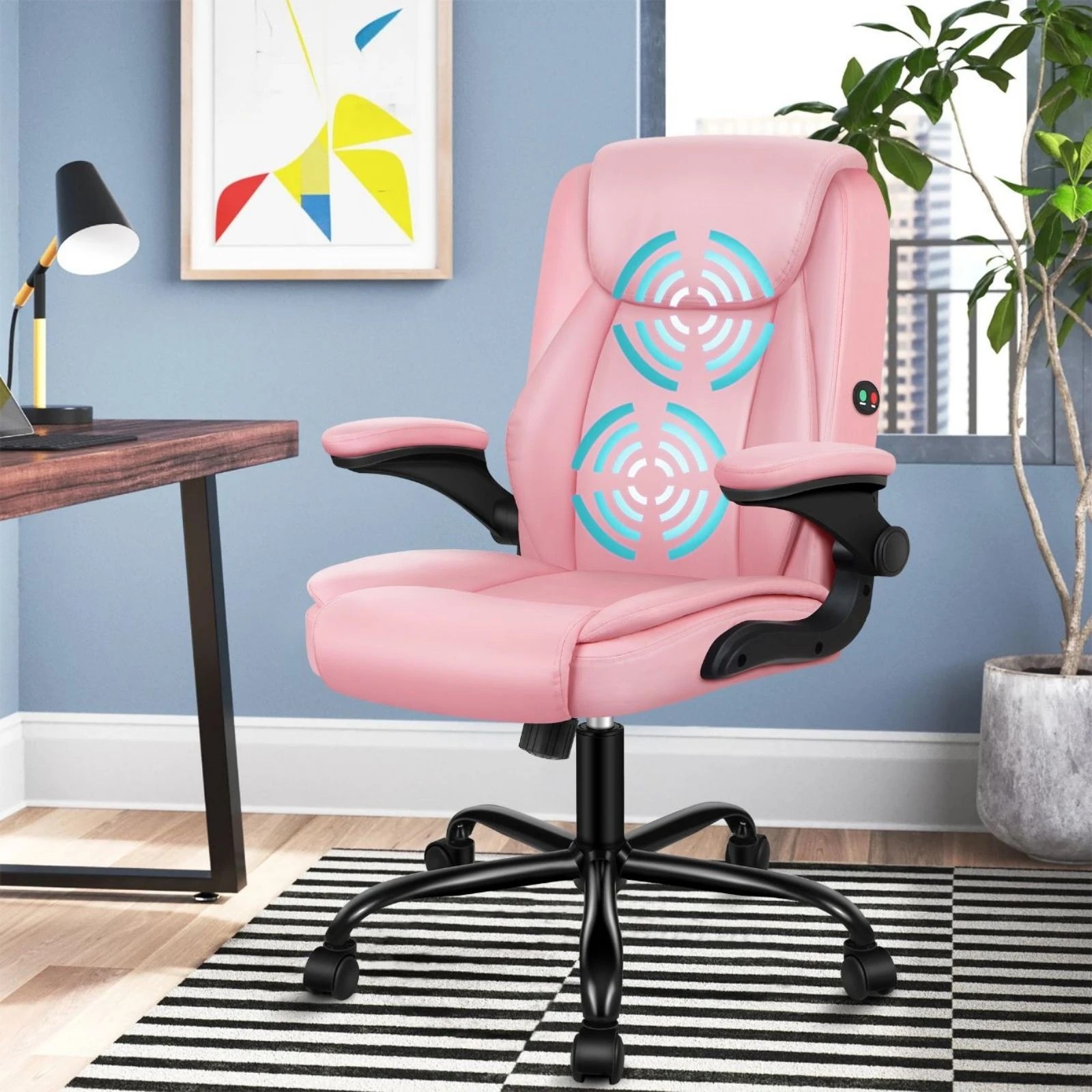 2 Alfordson Massage Office Chair Executive Computer Gaming Seat PU Leather - Pink, 2 of 10