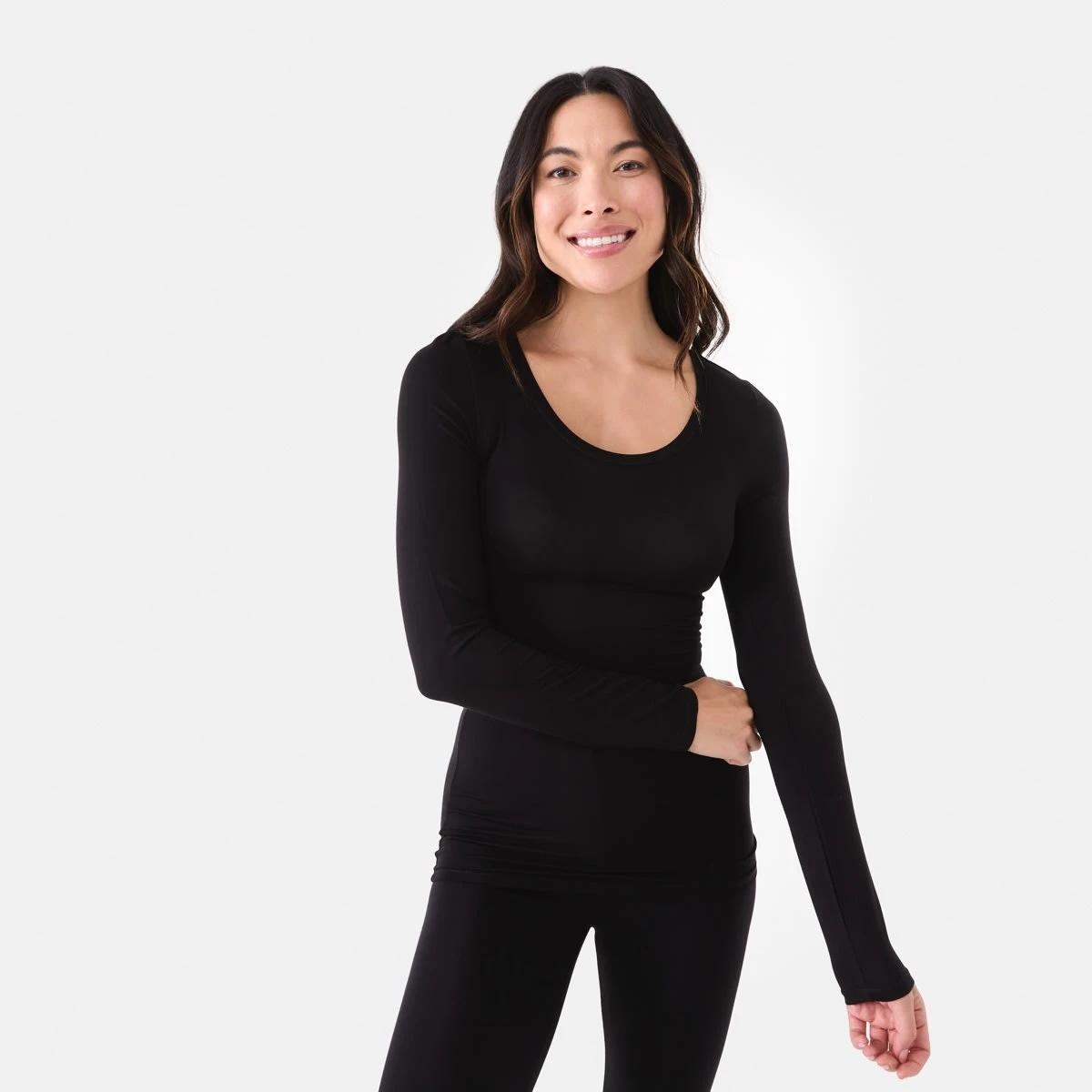 1 Bamboo Thermal Long Sleeves Top Black, 1 of 6