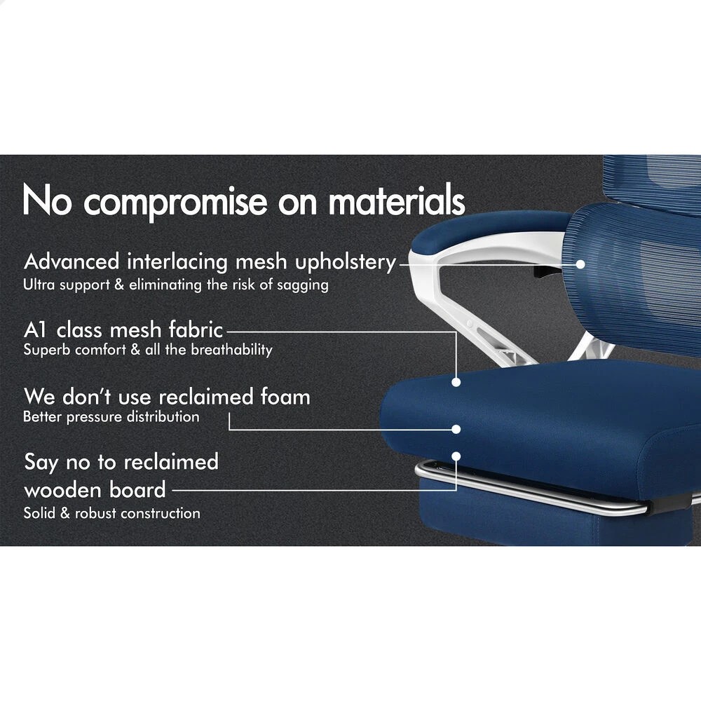 10 Alfordson Mesh Office Chair Racing Ergonomic Executive Computer Recliner Work - White Blue, 10 of 10