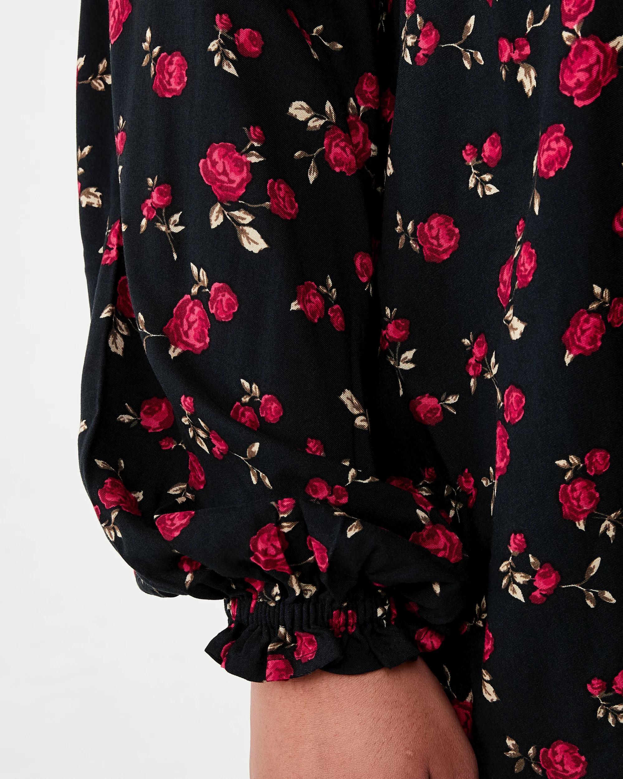 6 Curve Long Sleeve Tie Front Blouse Ditsy Rose, 6 of 6