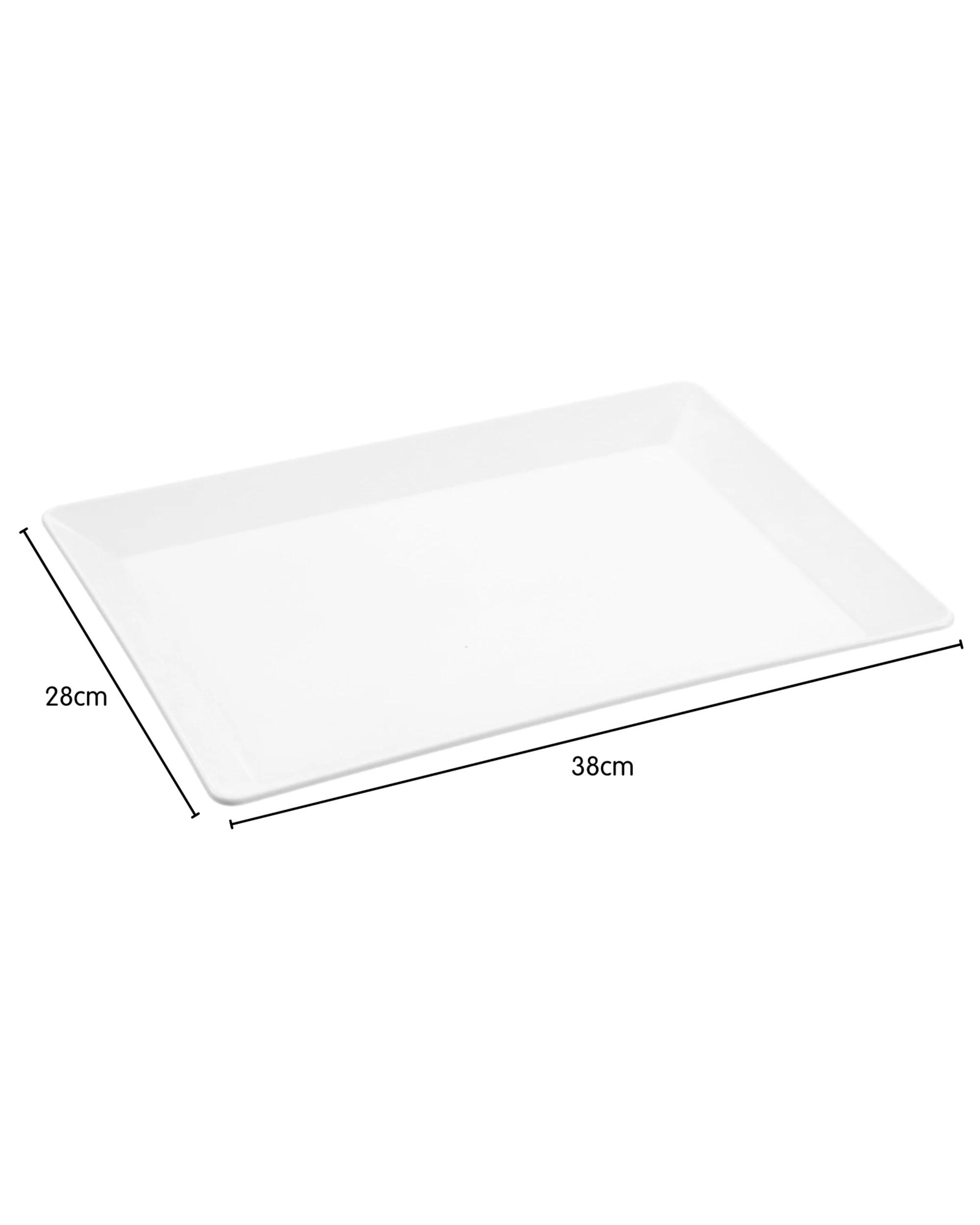 2 Lemon & Lime White Plastic Rectangle Serving Platter 38cm - White, 2 of 3