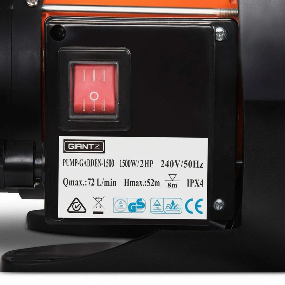 4 Giantz Garden Water Pump High Pressure 1500W Max. Tank Rain Farm Irrigation House - Orange, 4 of 6