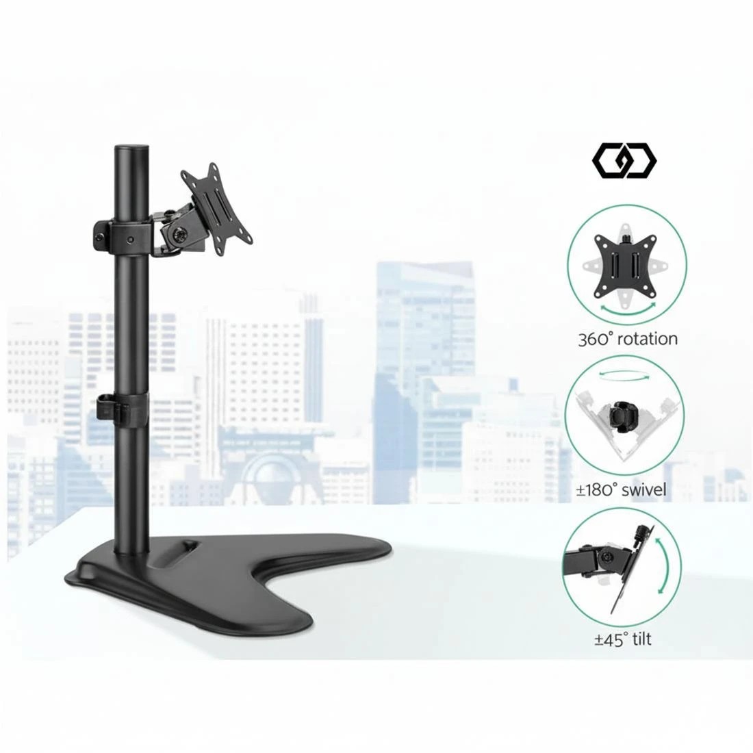 5 Artiss Monitor Arm Desk Mount Screen Holder Ergonomic Adjustable Height Tilt Swivel Rotate VESA Compatible - Black, 5 of 8