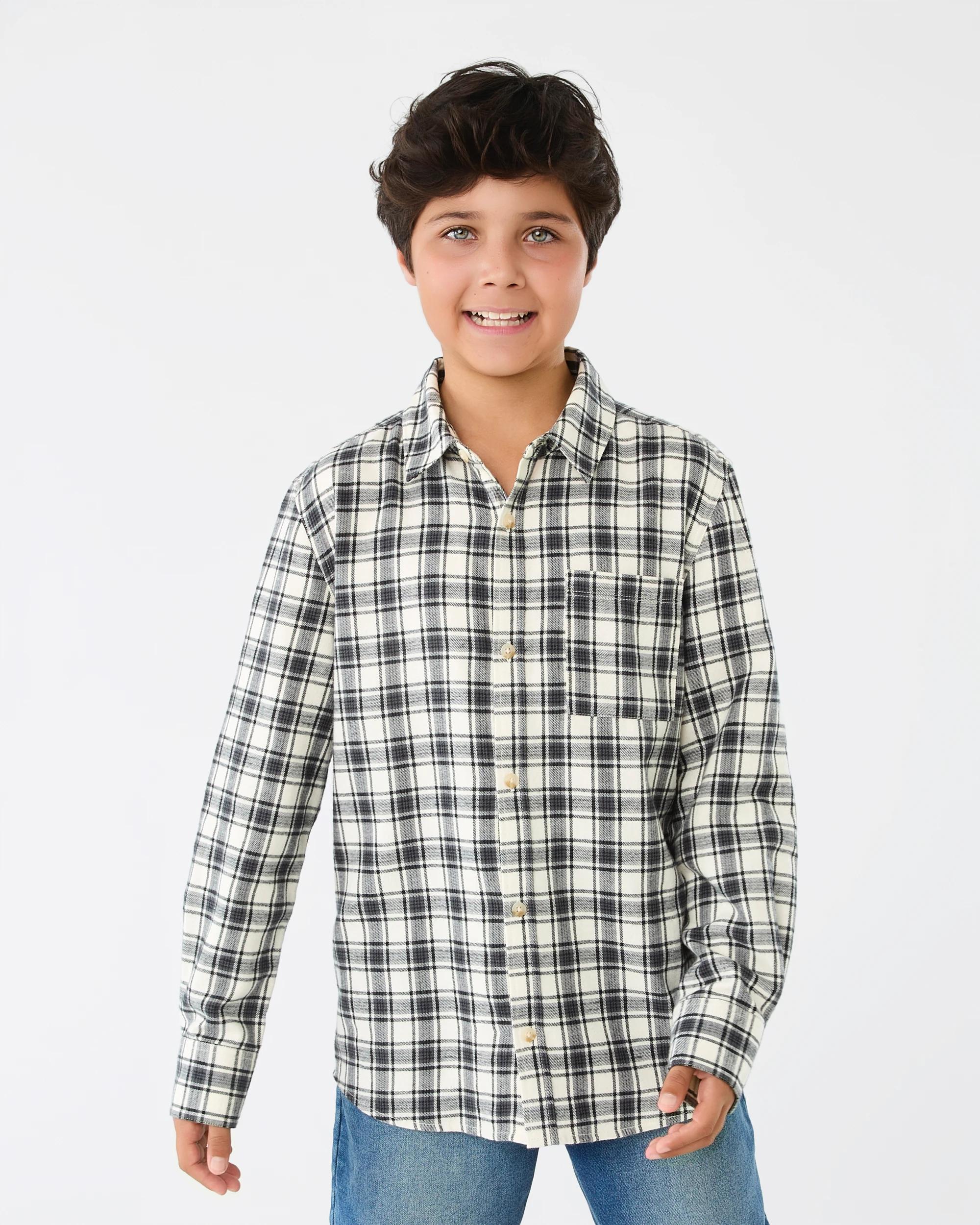 1 Brushed Check Shirt Blk Wht Ck, 1 of 8