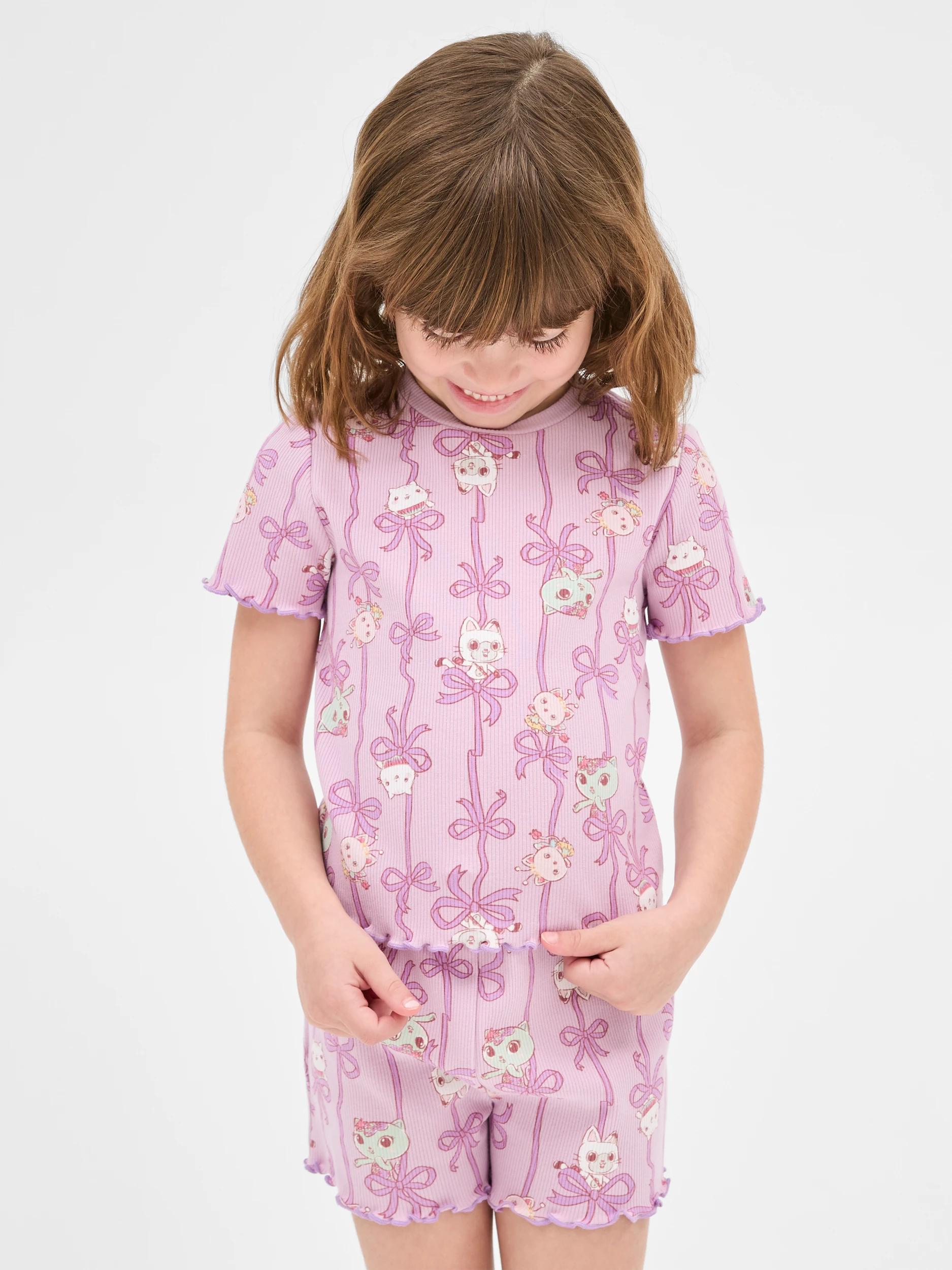 3 Gabby's Dollhouse Younger Girls Rib Short Pyjama Set PURPLE, 3 of 8