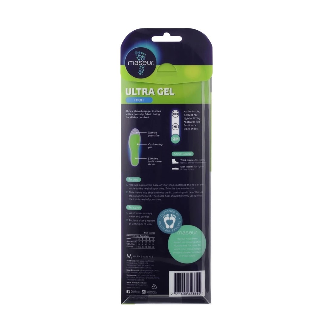 3 Footcare Ultra Gel Insoles - Green, 3 of 3