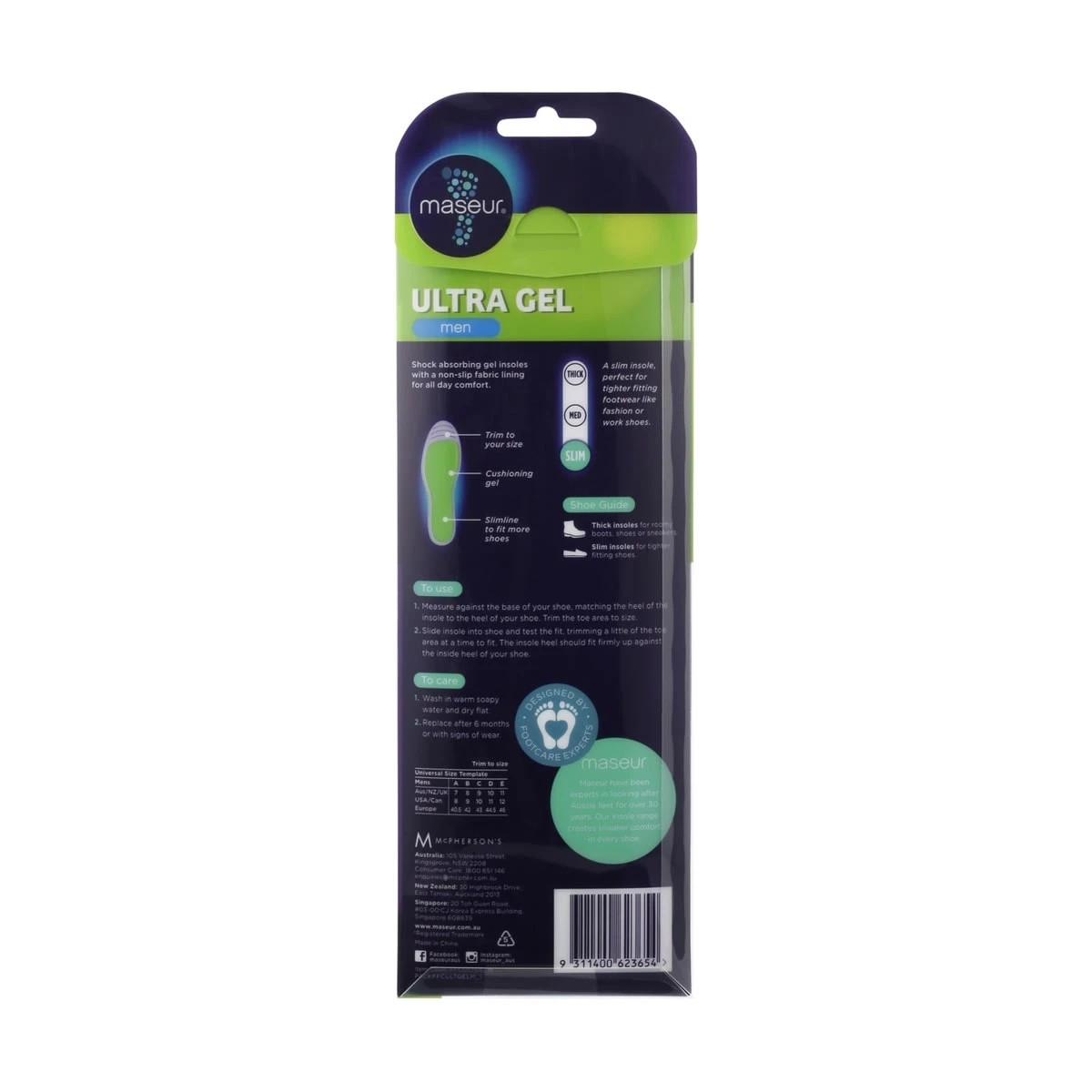 3 Footcare Ultra Gel Insoles - Green, 3 of 3