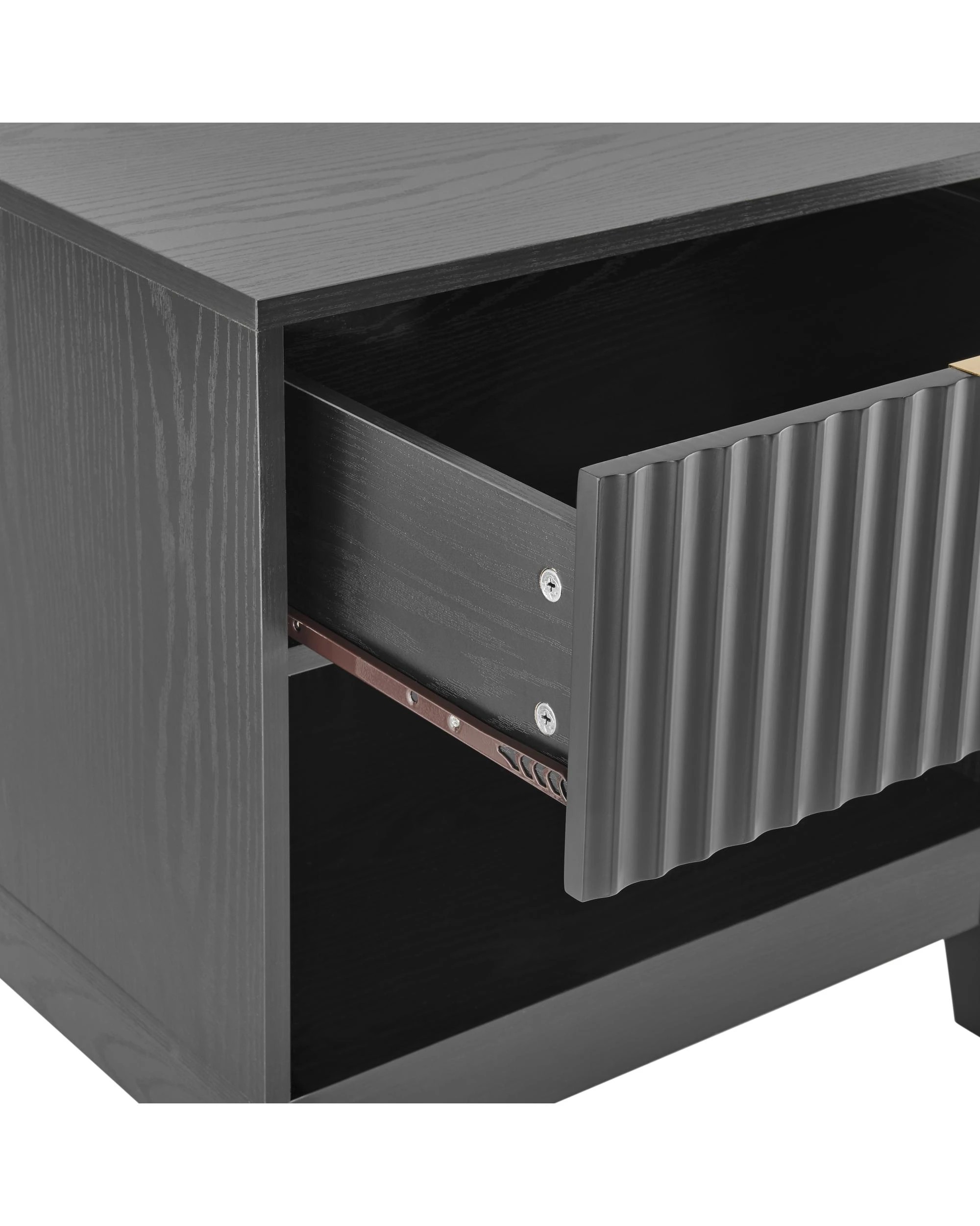 7 Kodu Bedside Unit Nightstand Side Table 1 Drawer Black - Black, 7 of 9