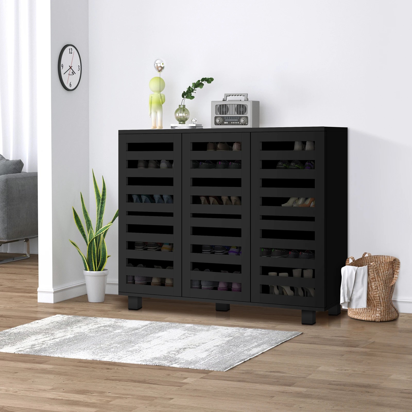 6 Alfordson Shoe Cabinet 30 pairs Storage Rack - Black, 6 of 10