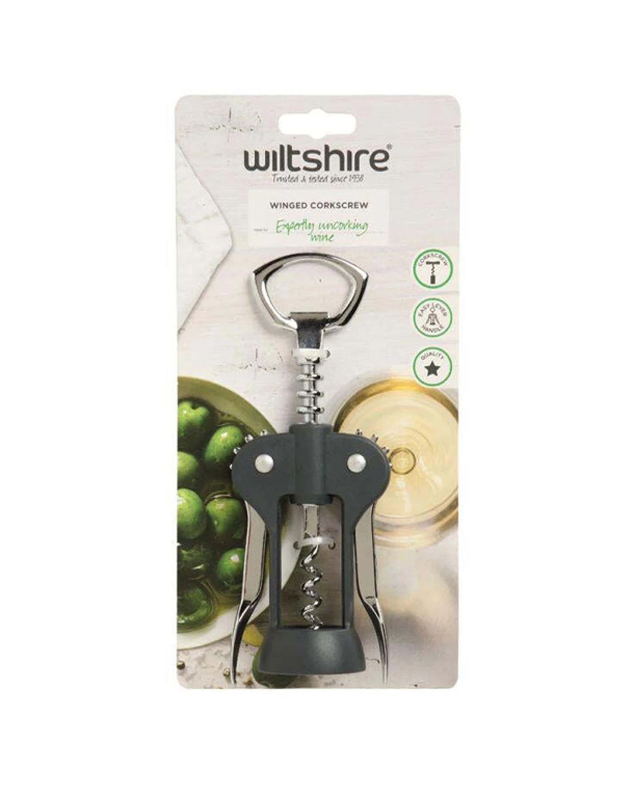 2 Wiltshire Ergonomic Lever Handled Winged Corkscrew With Bottle Opener - Black, 2 of 2