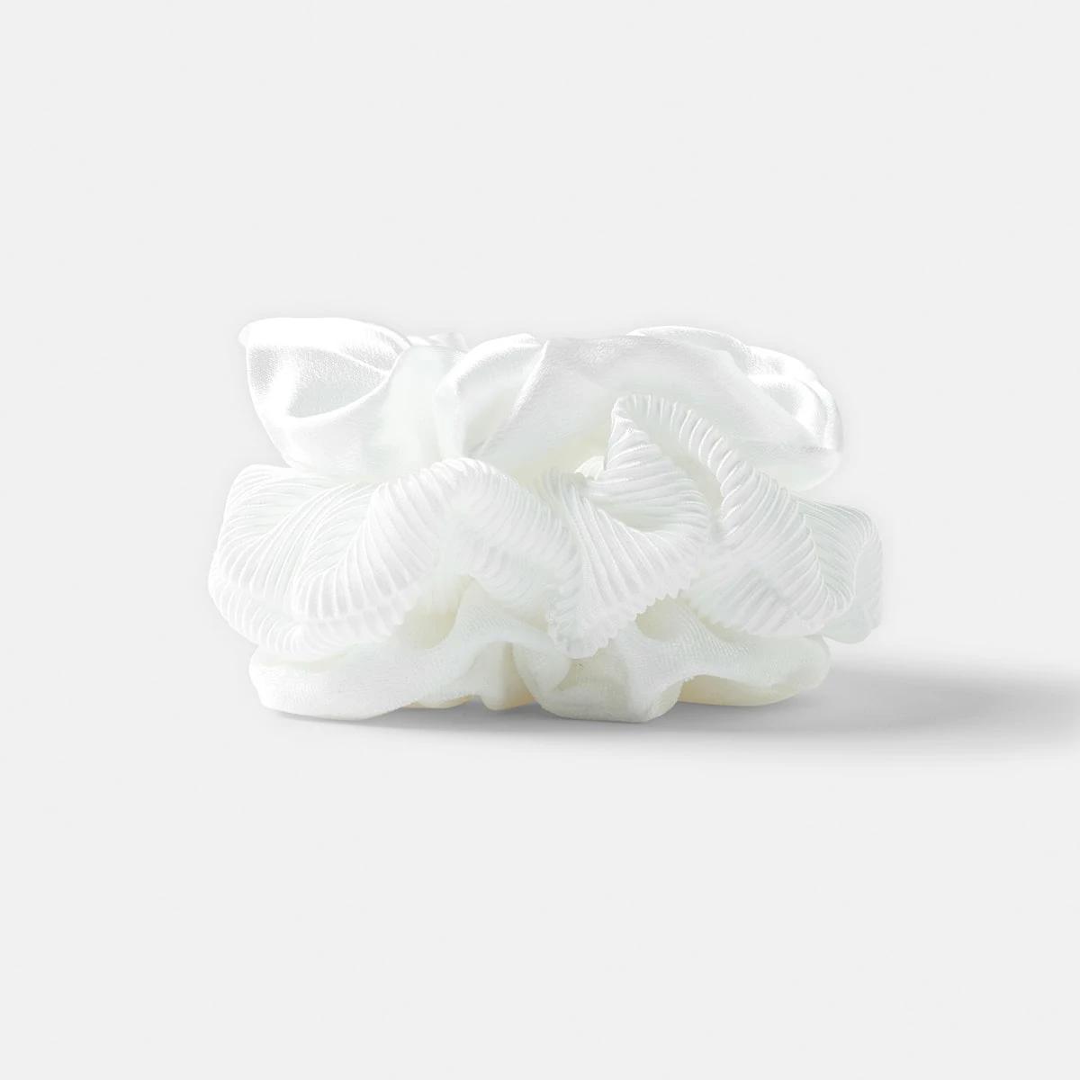 2 3 Pack Textured Hair Scrunchies - White White, 2 of 5