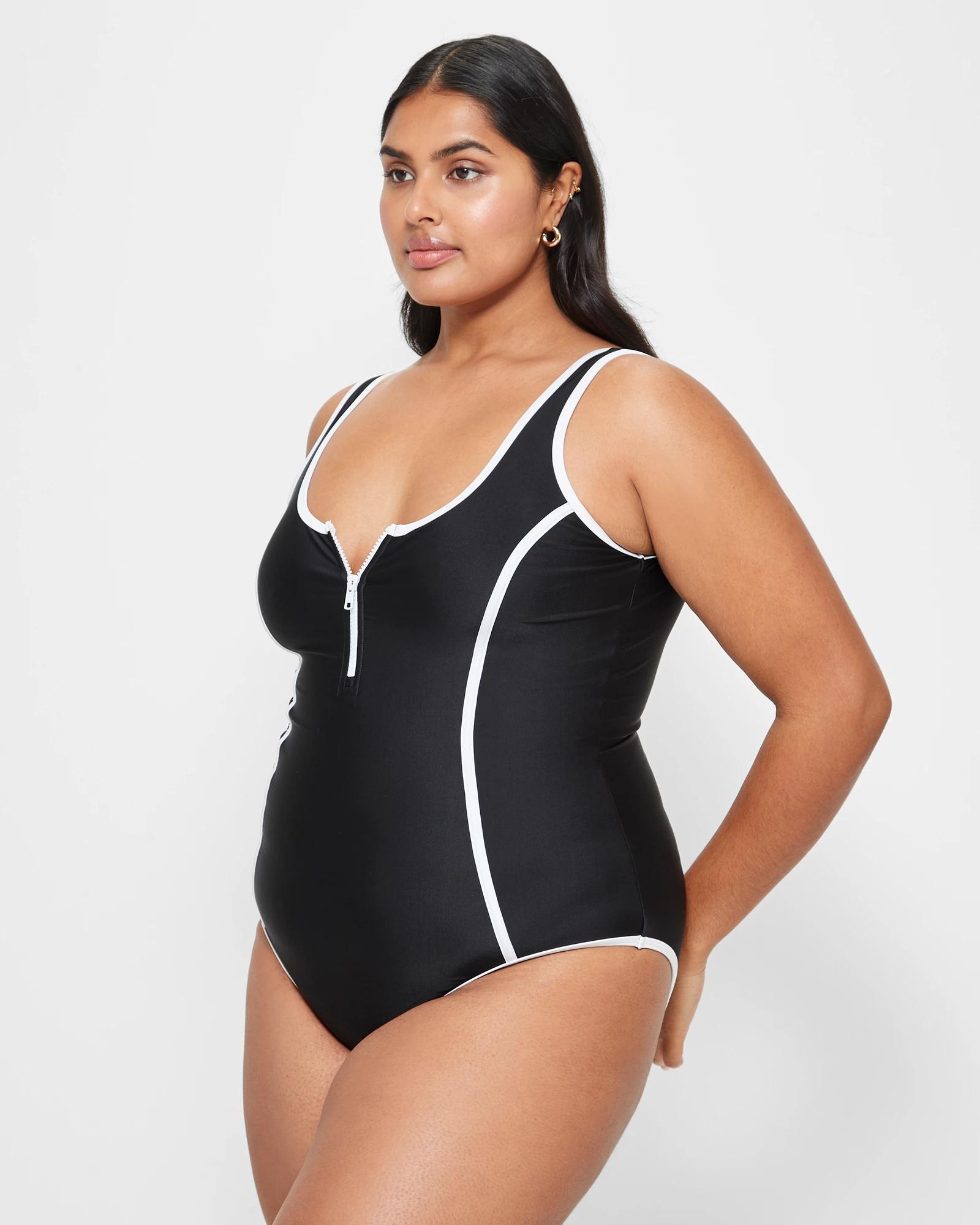 7 Target Resort Sporty One Piece Swim Bathers BLACK / WHITE, 7 of 9