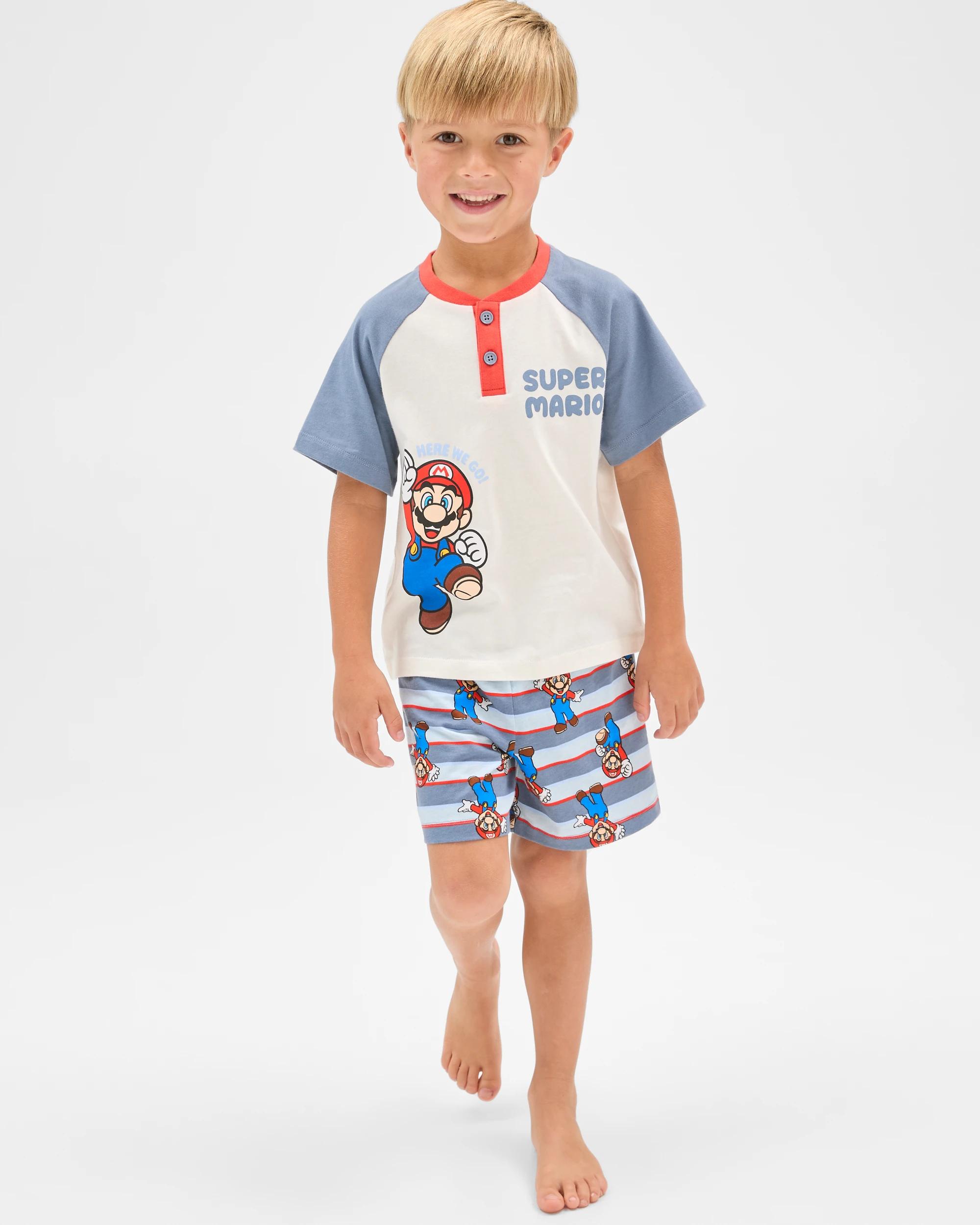 4 Super Mario Australian Cotton Younger Boys Pyjama Set MULTI MARIO, 4 of 8