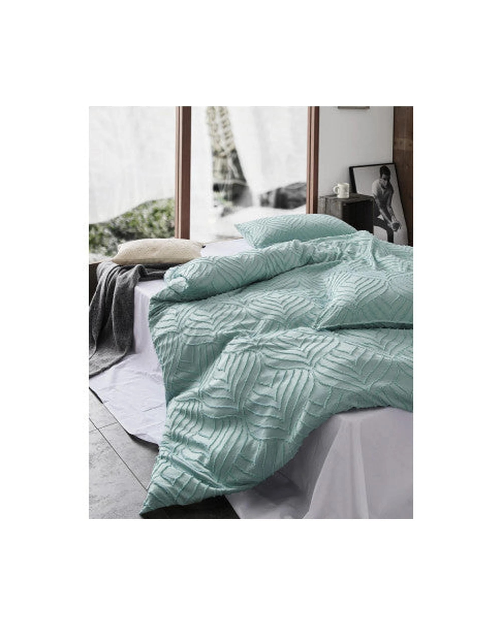 4 CleverPolly Premium Brushed Microfibre Tufted Quilt Cover Set - King Bed - Sage Green, 4 of 6